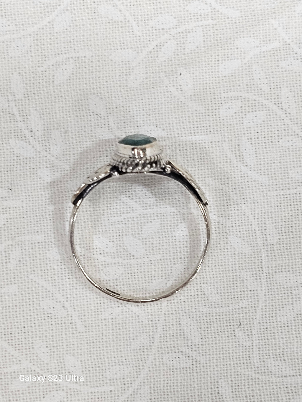 Natural Emerald Sterling Silver Ring Size 7 - Prosperity Stone