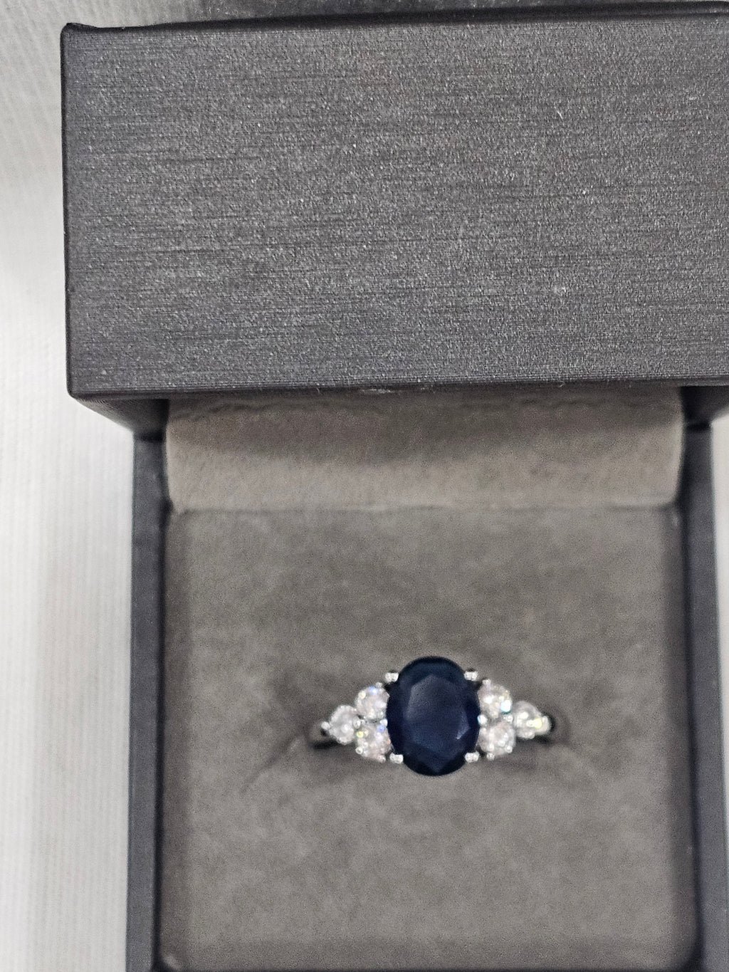 Sapphire Quartz Crystal Ring - Sterling Silver Natural Gemstone Size 10