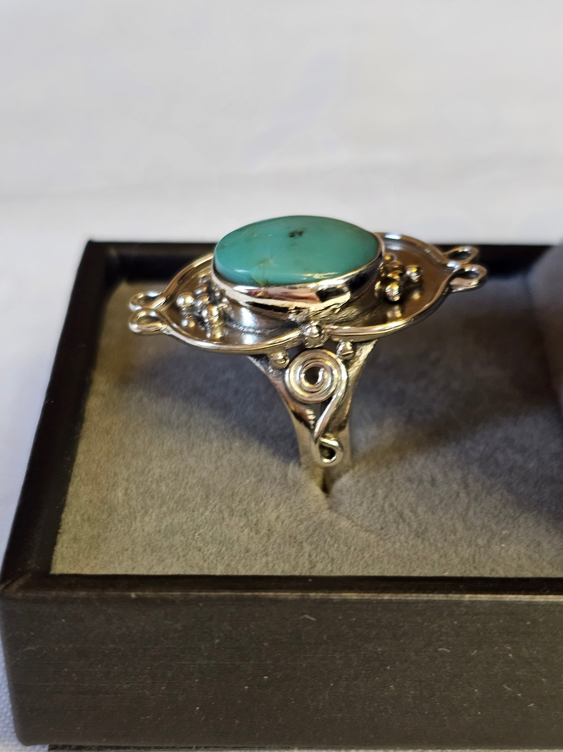 Sleeping Beauty Turquoise Sterling Silver Ring - Size 8
