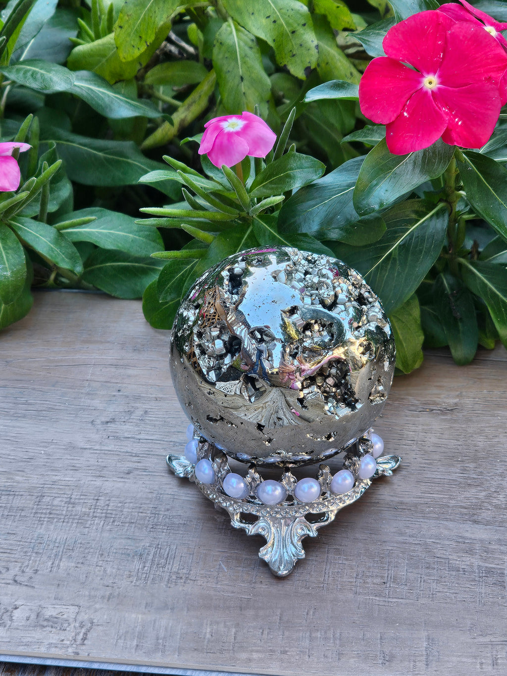 Pyrite Crystal Sphere - 59mm Natural Golden Stone Ball
