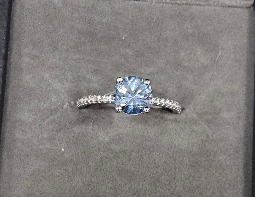 Sterling Silver Blue Topaz Gemstone Ring 6.5