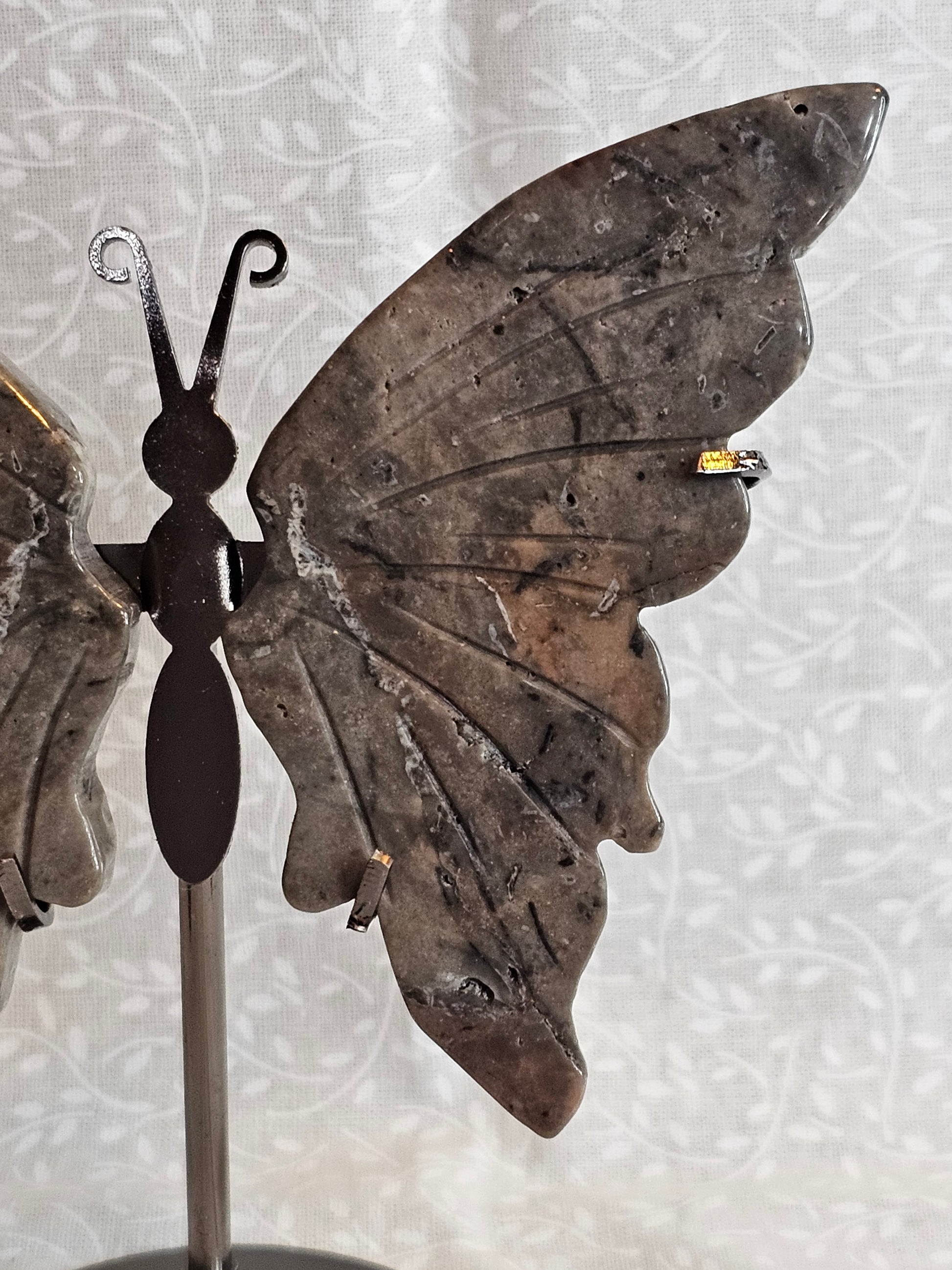 Jasper Crystal Butterfly Wings with Stand - 5 Inch Natural Stone Decor