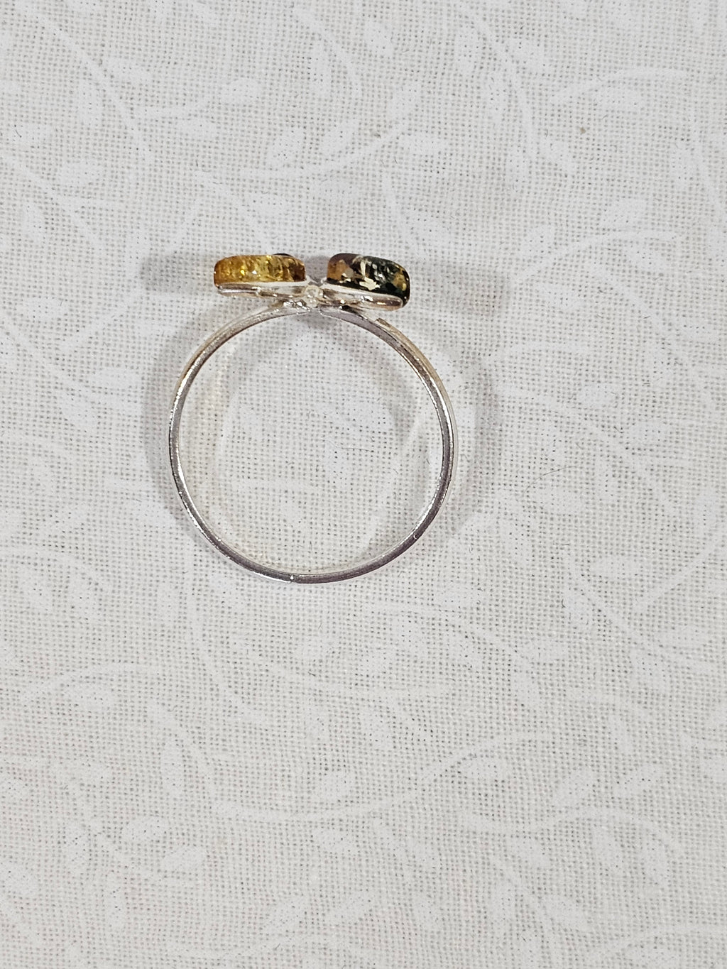 Sterling Silver Amber Citrine Gemstone Butterfly Ring - Size 9