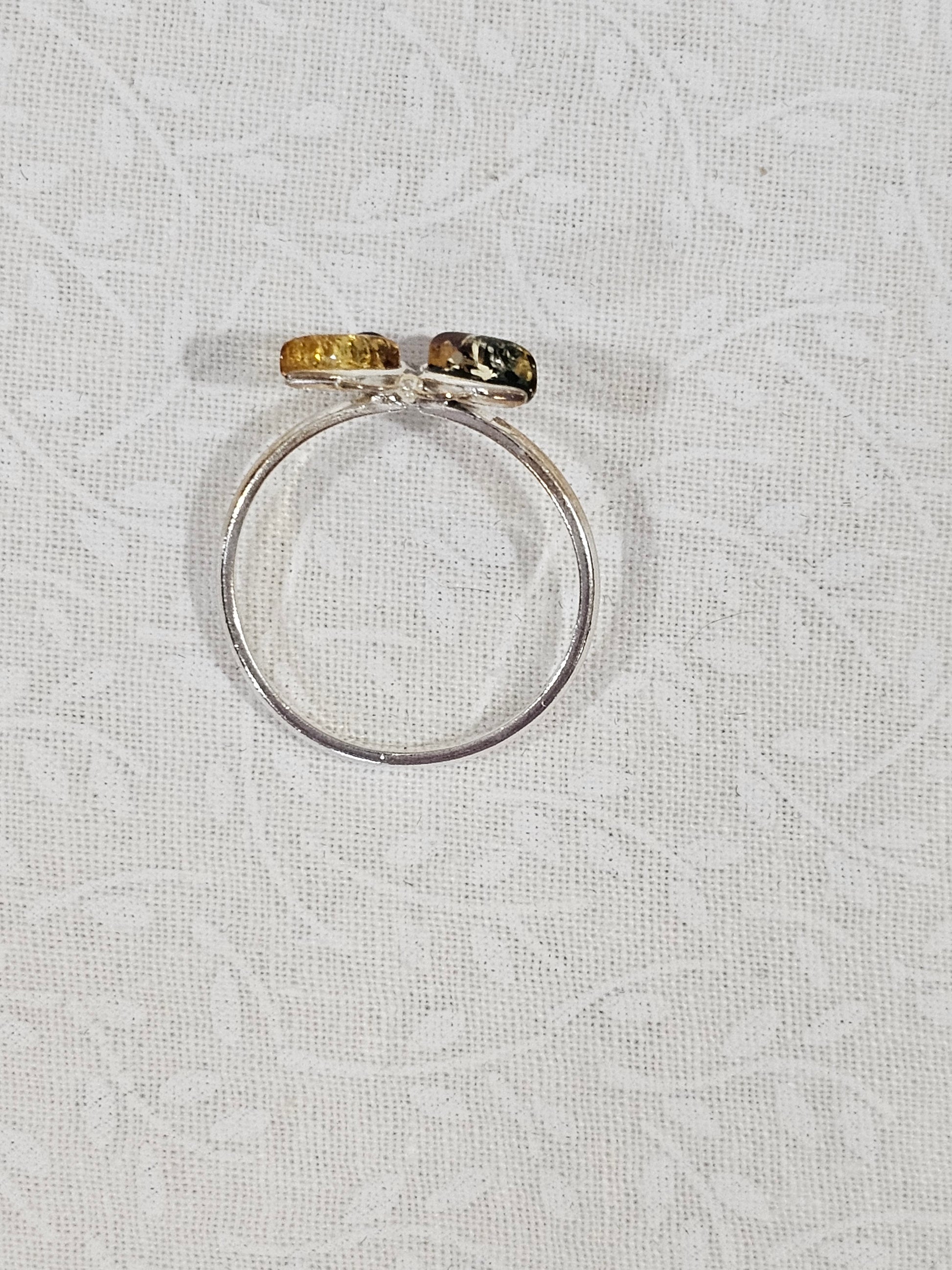 Sterling Silver Amber Citrine Gemstone Butterfly Ring - Size 9