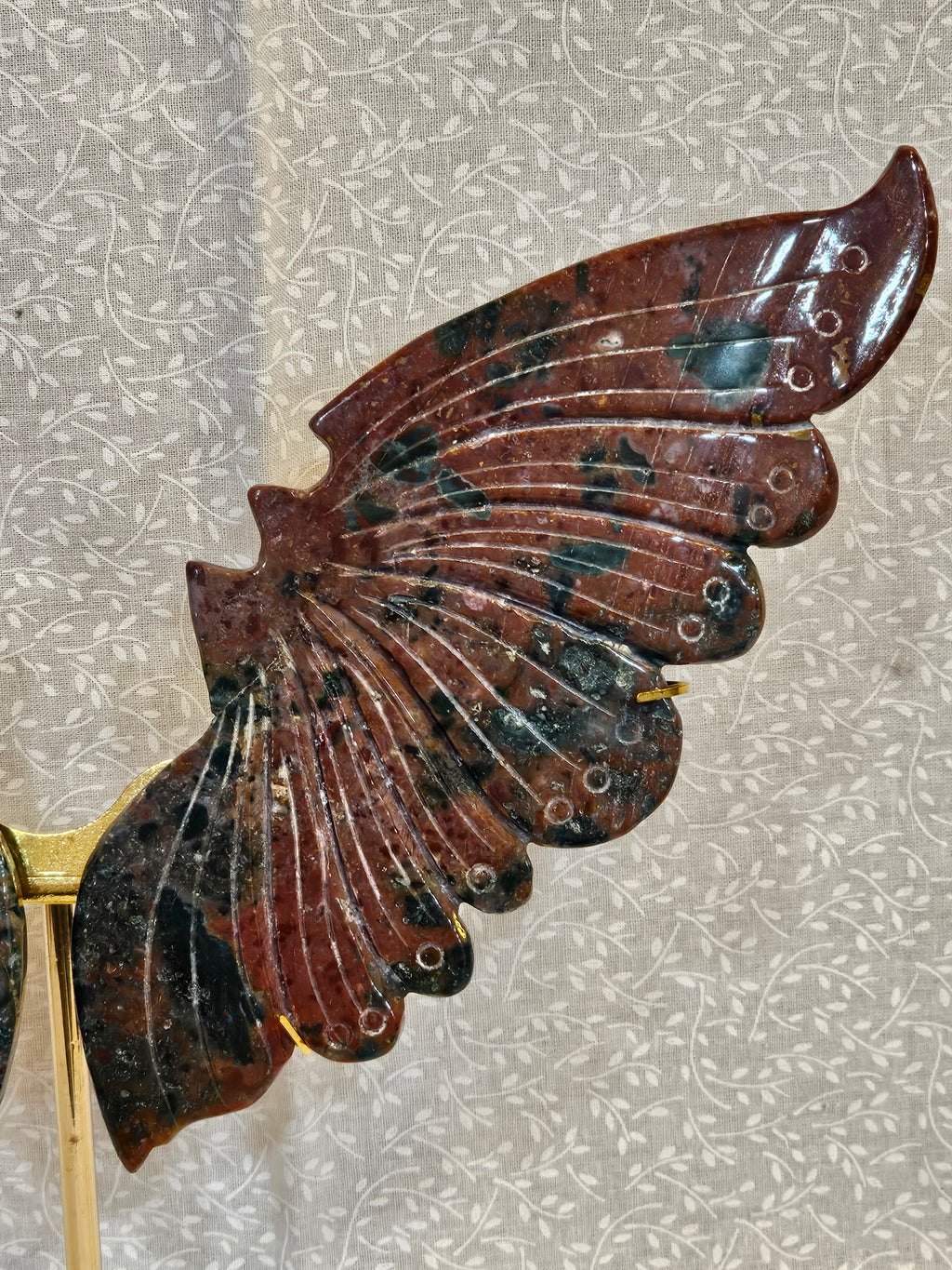 Ocean Jasper Crystal Butterfly Wings with Stand