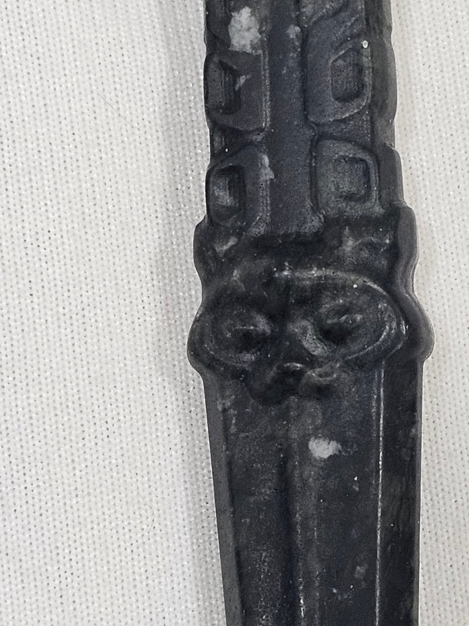 Black Obsidian Knife Dagger Fox Face Carving