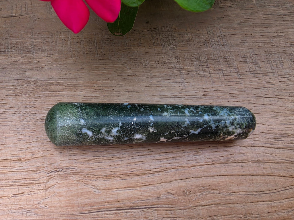Moss Agate Crystal Massage Wand