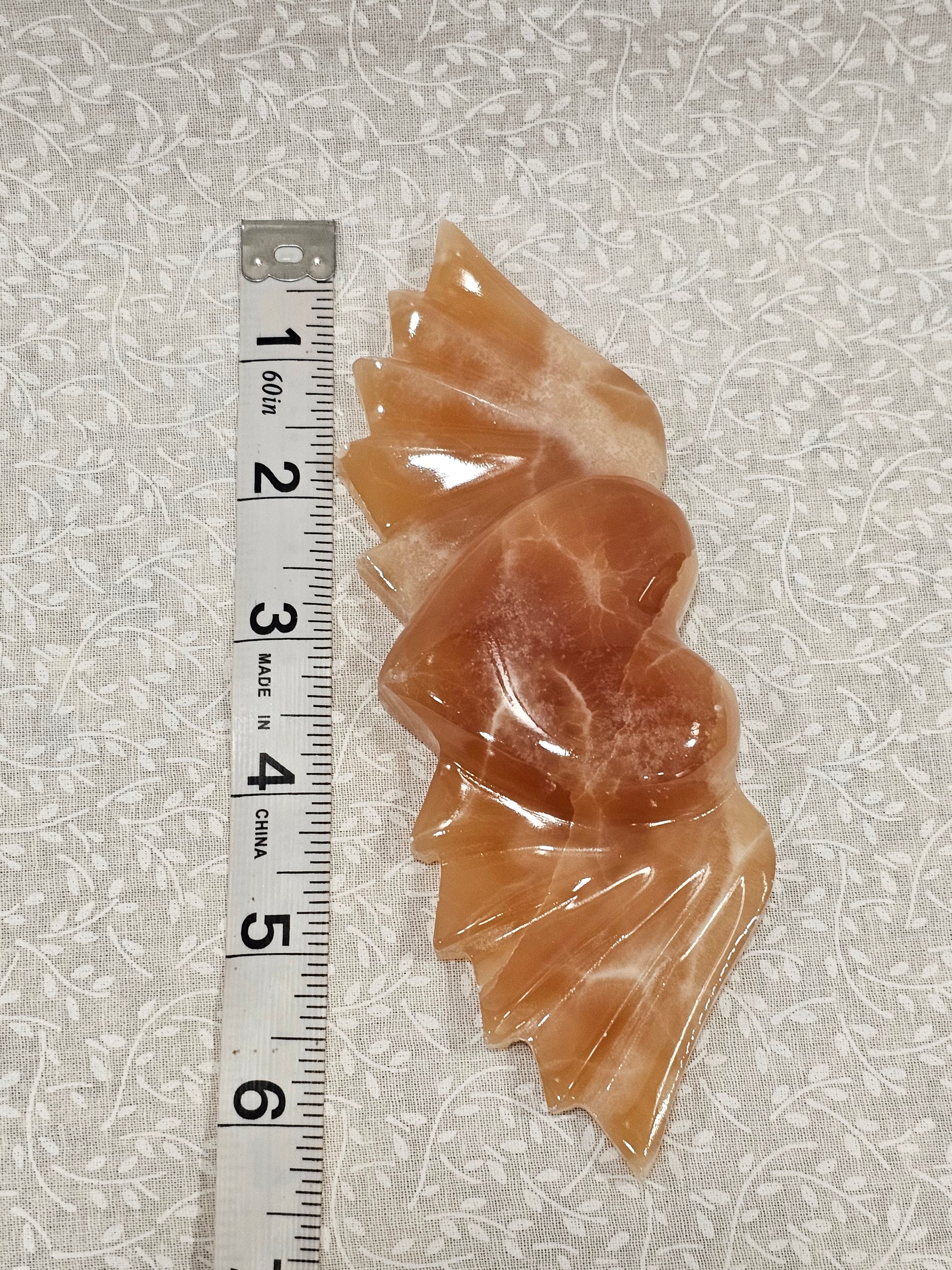 Honey Calcite Crystal Heart with Wings