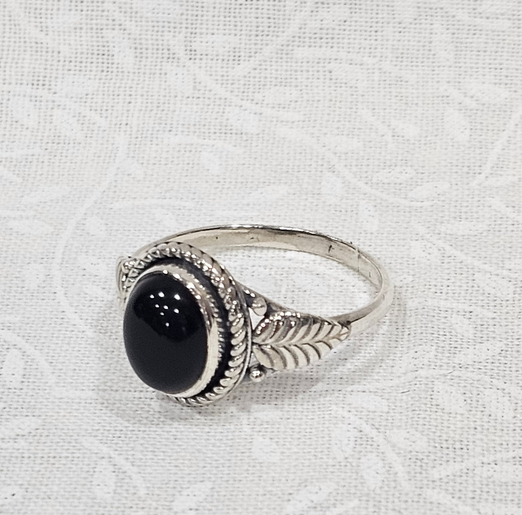 Sterling Silver Black Onyx Gemstone Ring 7.5
