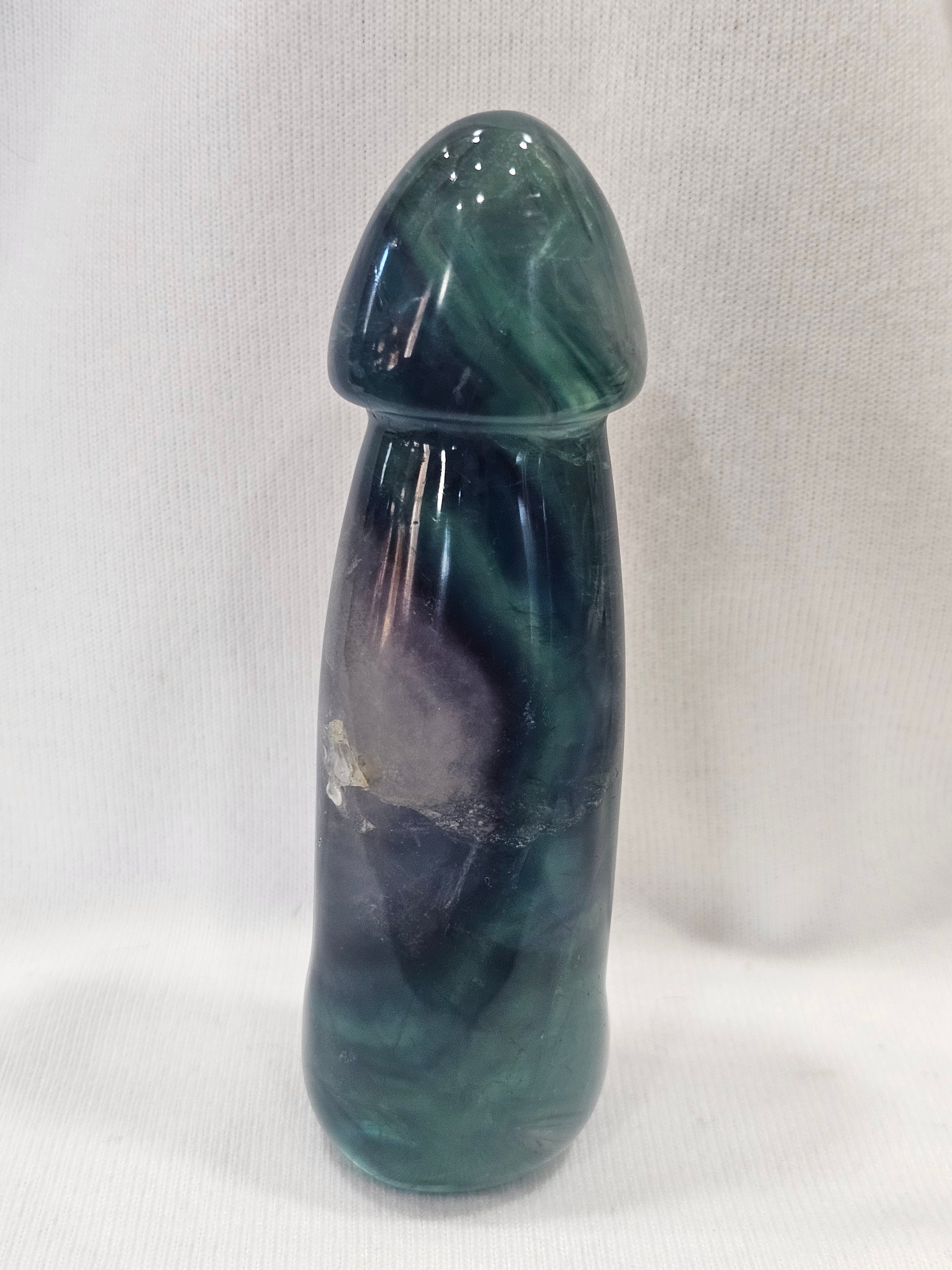 Rainbow Fluorite Crystal Peen Carving - 5 Inch Natural Stone
