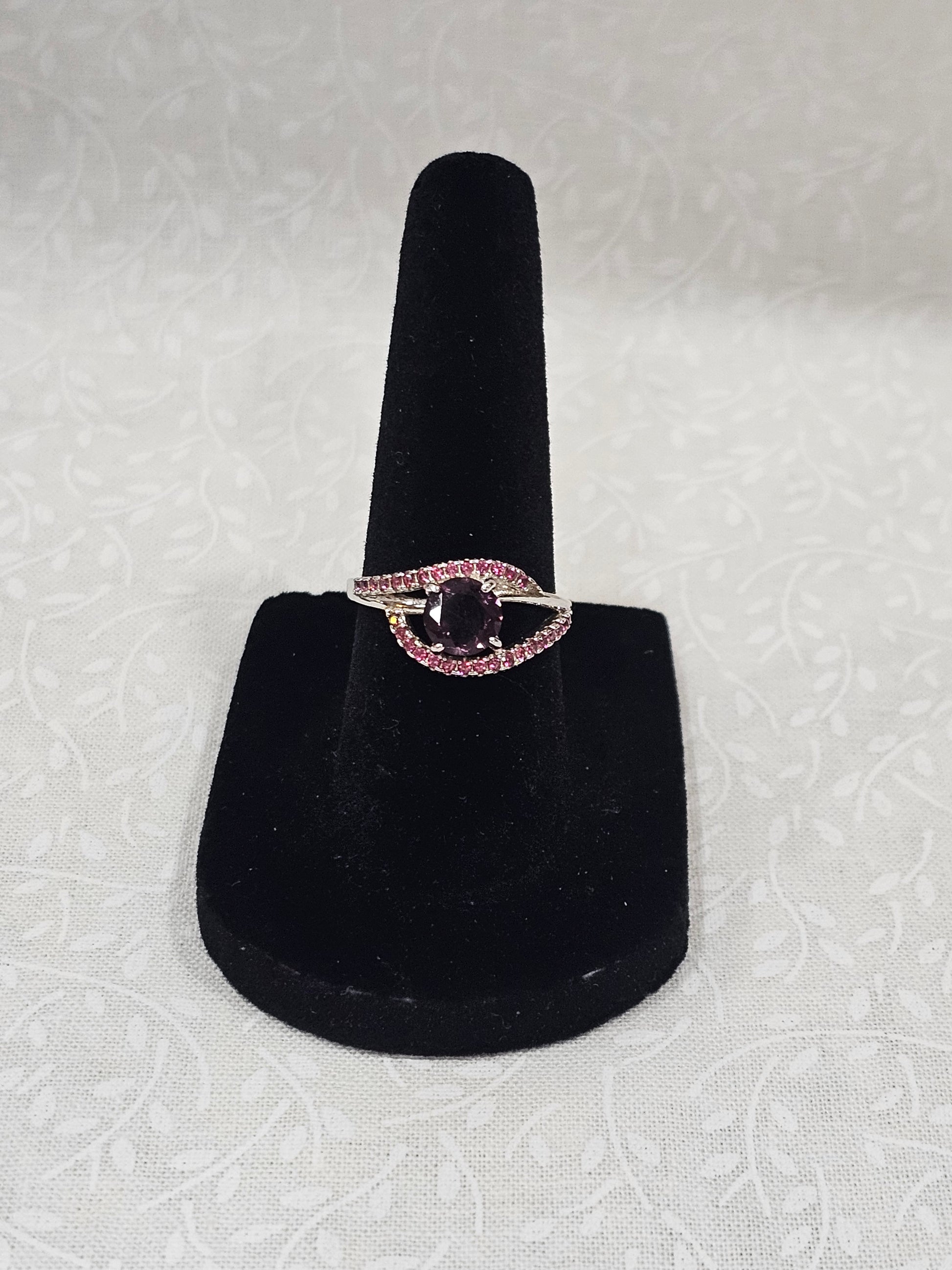 Sterling Silver Purple Spinel & Pink Tourmaline Gemstone Ring 6