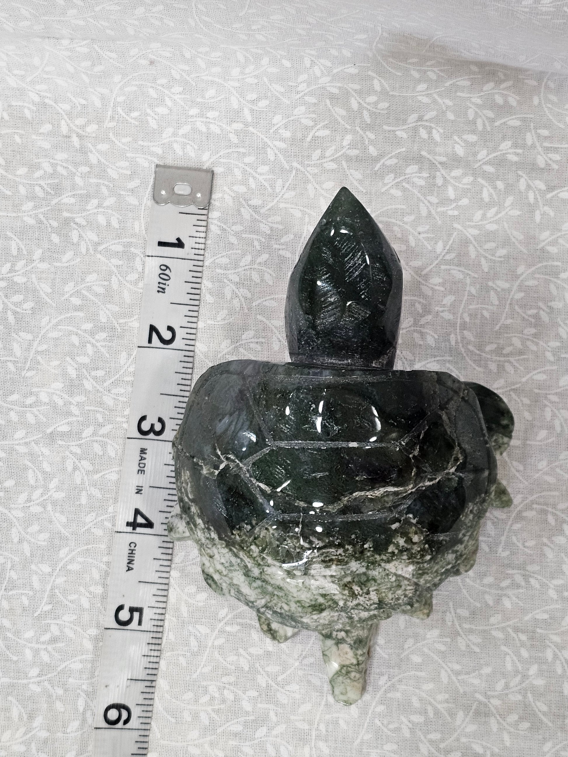 Moss Agate Crystal Turtle