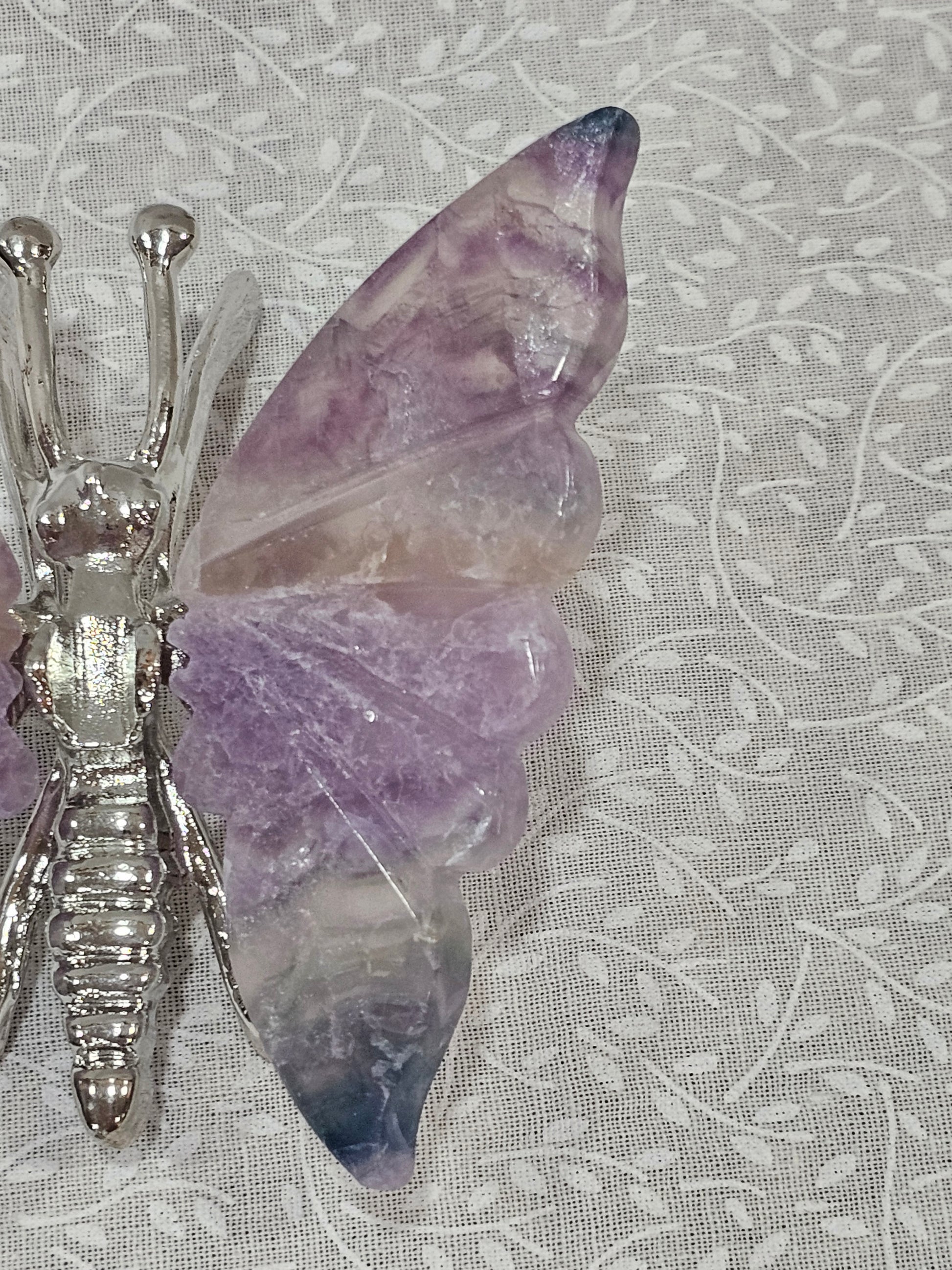 Rainbow Fluorite Crystal Butterfly 4 Inch