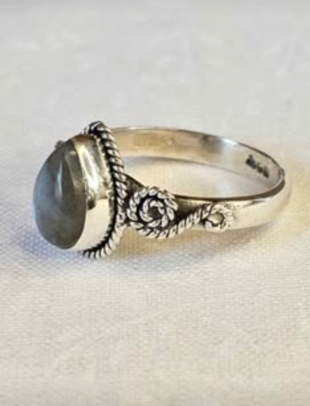 Natural Labradorite Sterling Silver Ring - Healing Crystal Gemstone Jewelry Size 6