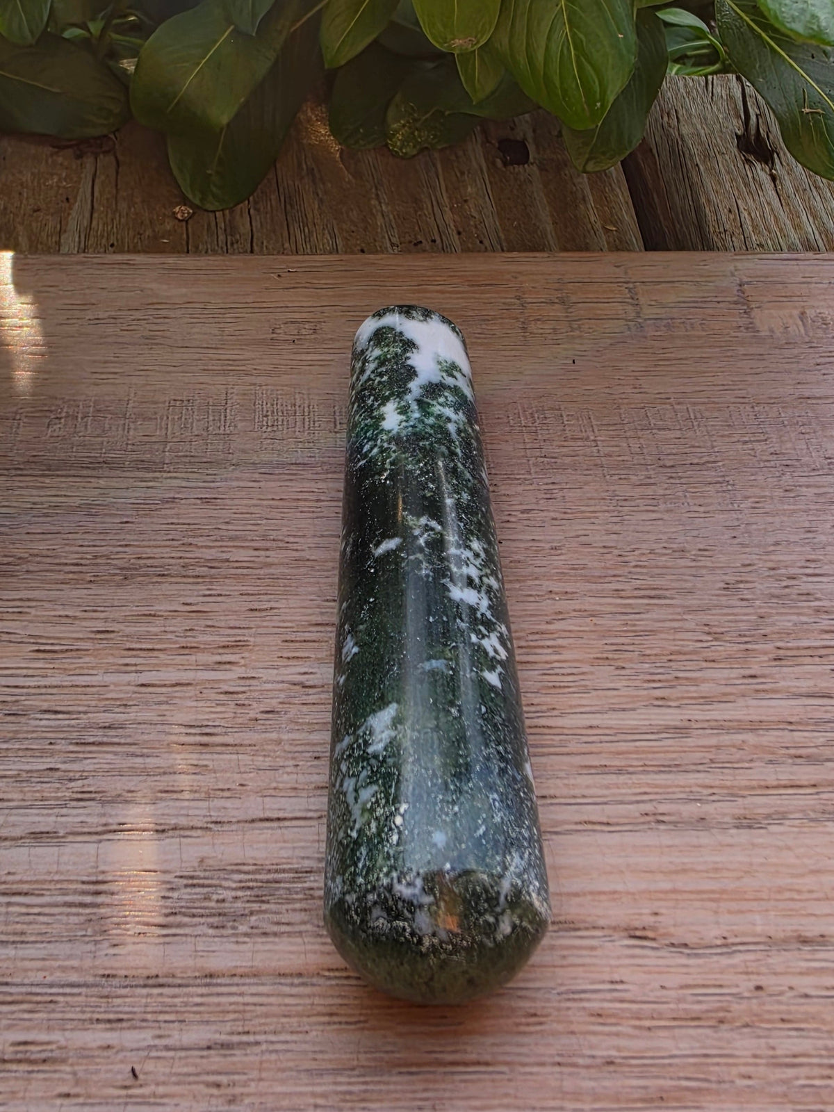 Moss Agate Crystal Massage Wand