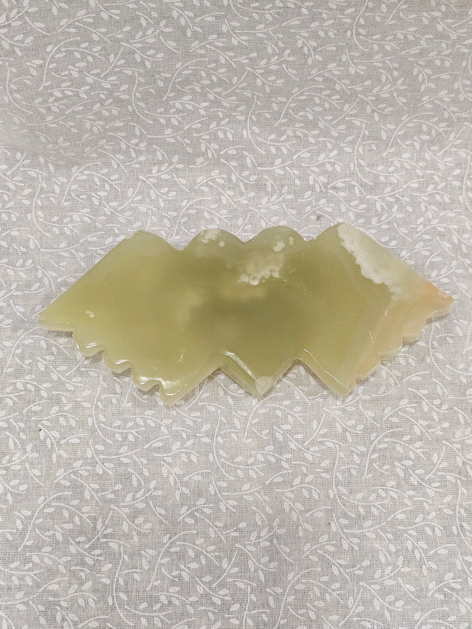 Green Onyx Crystal Heart with Angel Wings 6 Inch