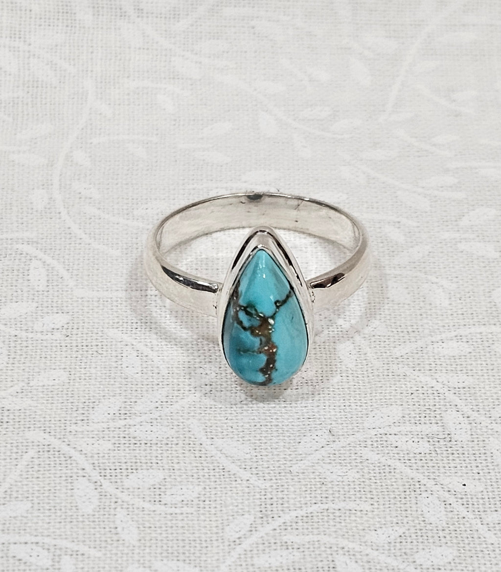 Sterling Silver Emerald Prosperity Ring Abundance Stone - Size 7.5