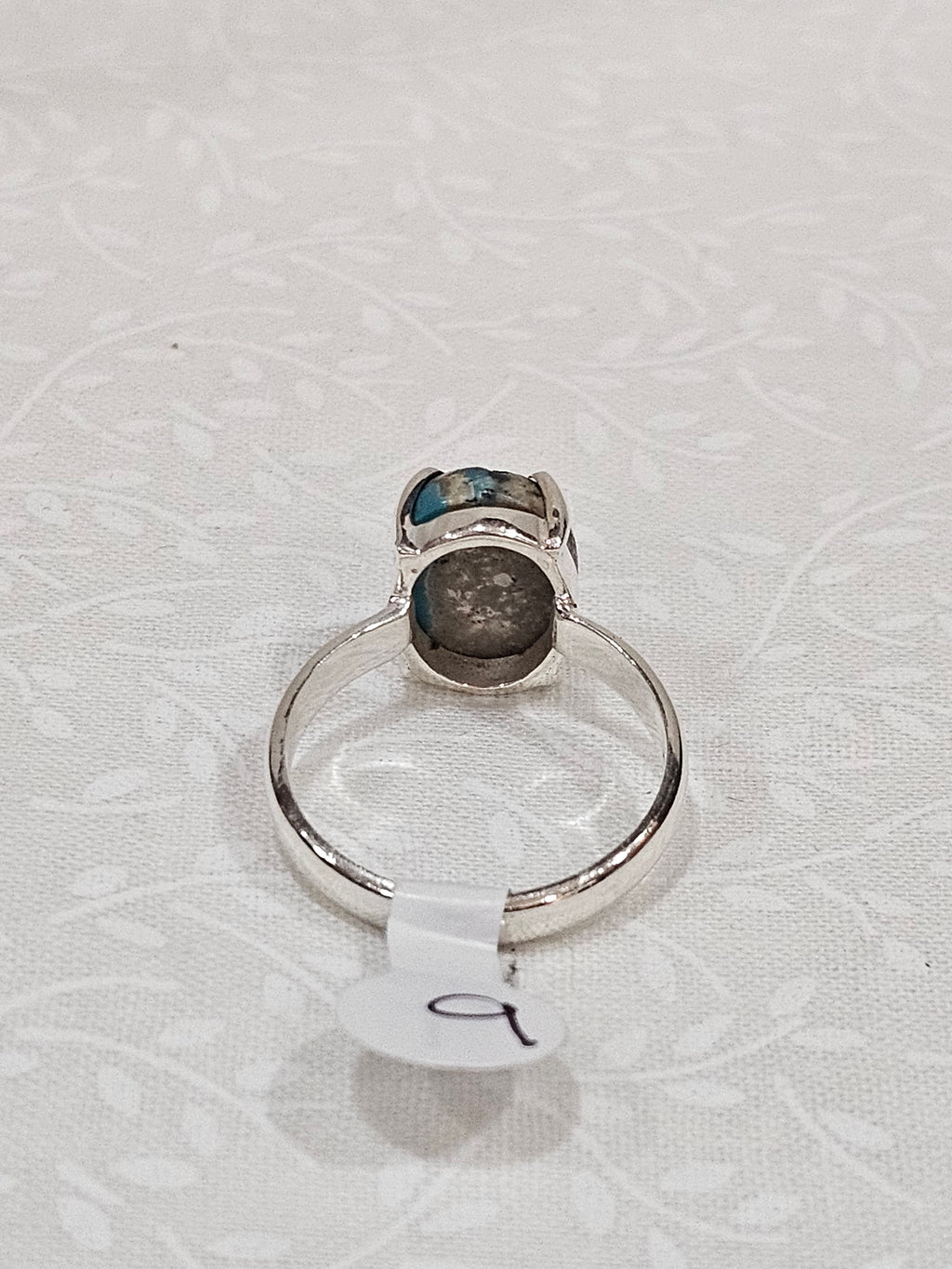 Sterling Silver Turquoise Gemstone Ring Matrix Pattern - Size 9