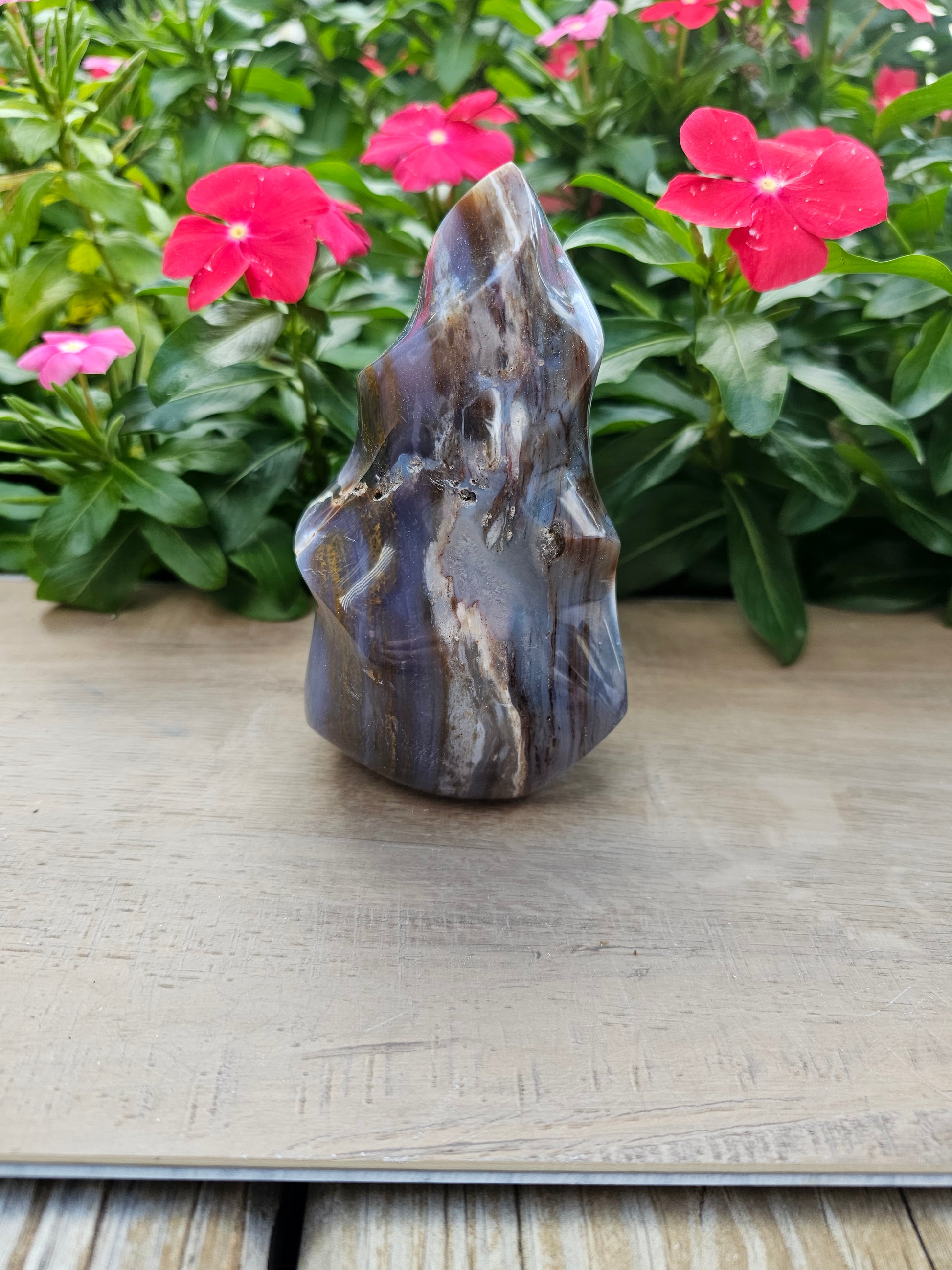 Agate Crystal Flame - Natural Polished Stone 5 Inch