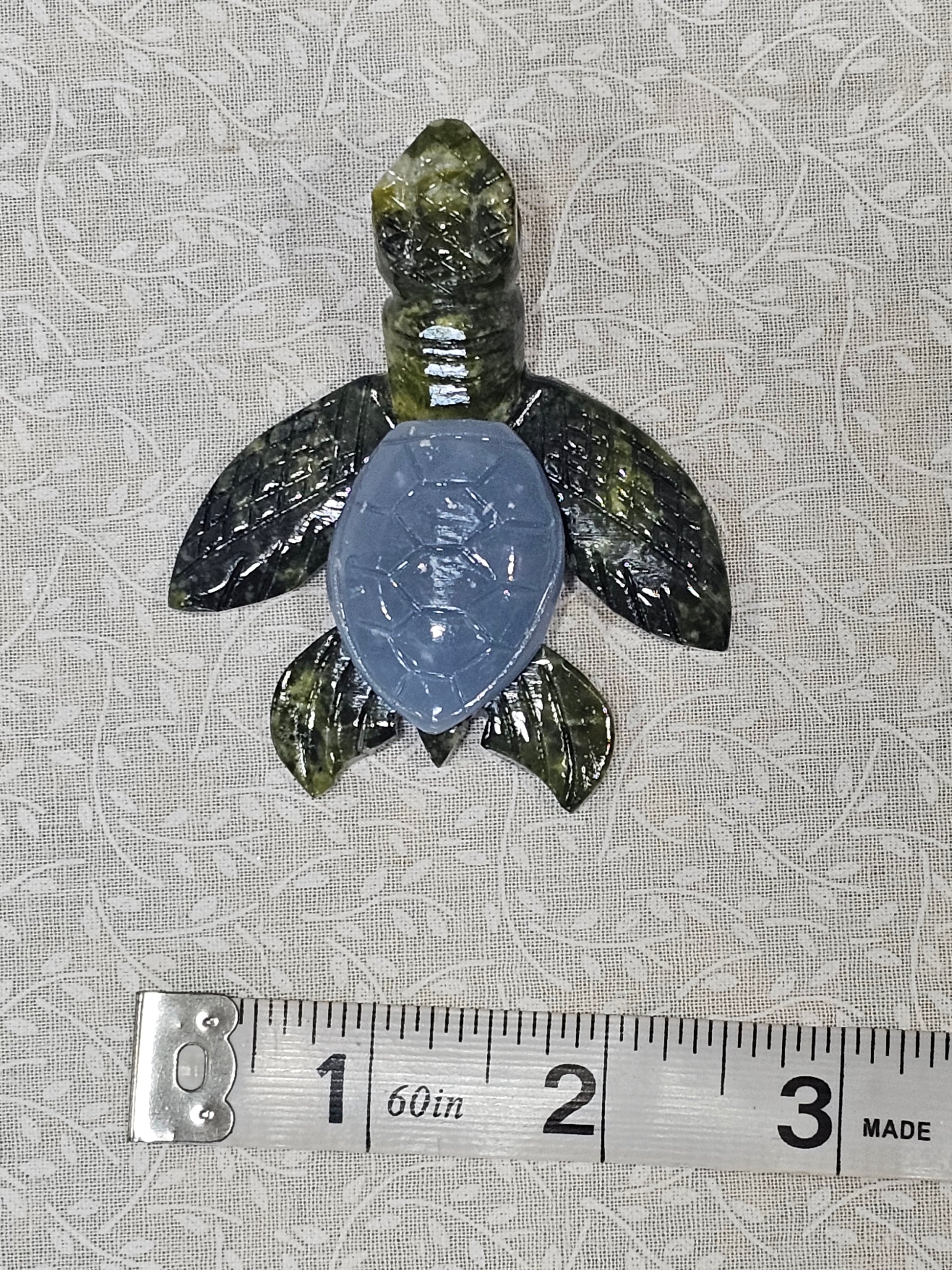 Serpentine & Angelite Crystal Turtle