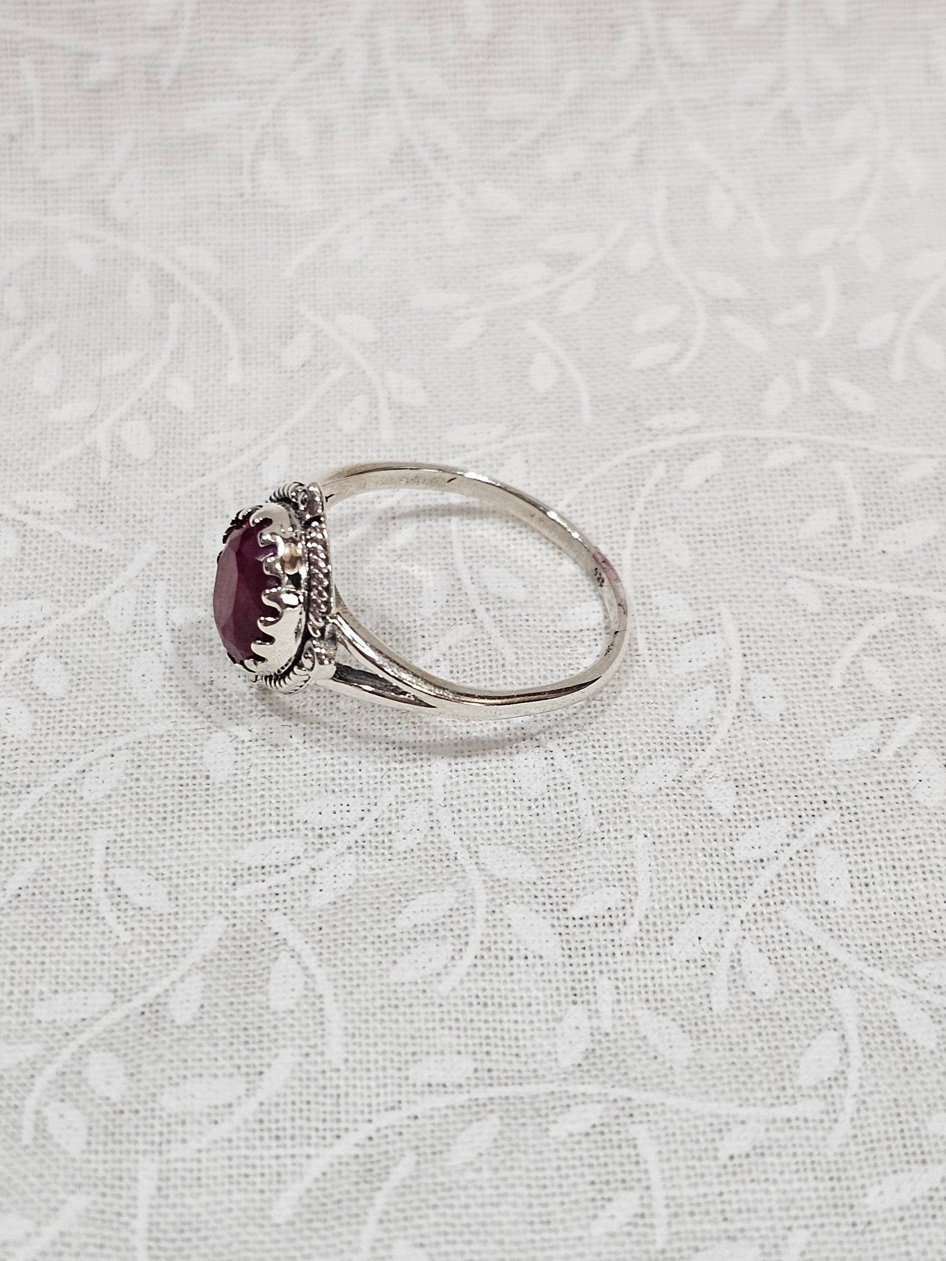 Sterling Silver Classic Ruby Ring - Size 8