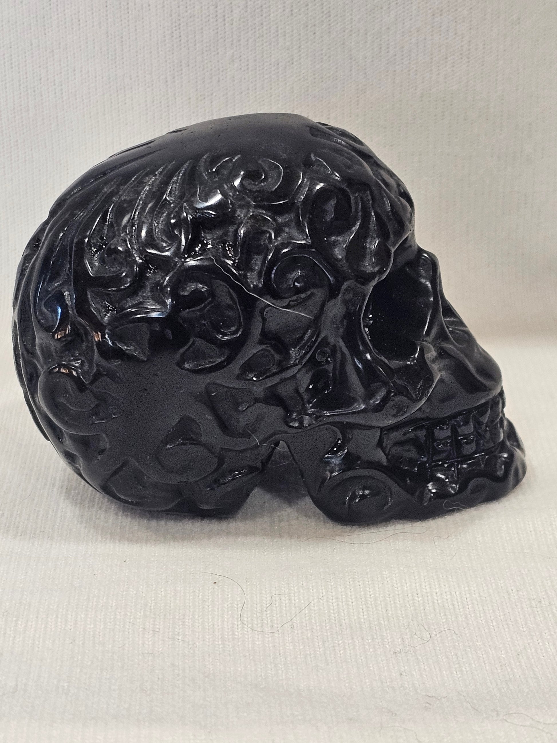 Black Obsidian Crystal Skull - 3.25" Hand Carved Stone