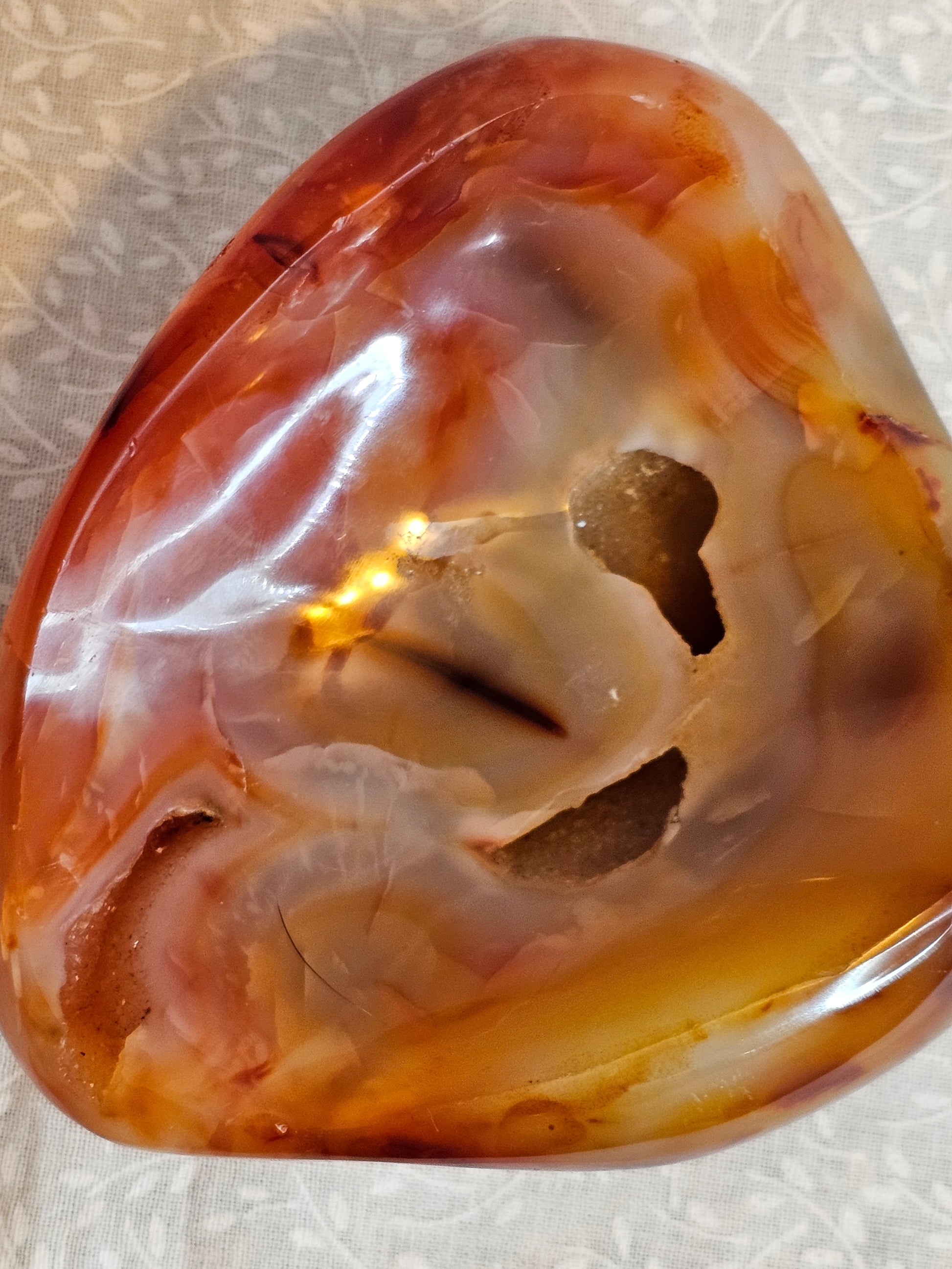 Carnelian Crystal Bowl - 3.75 Inch Natural Stone Bowl with Druzys