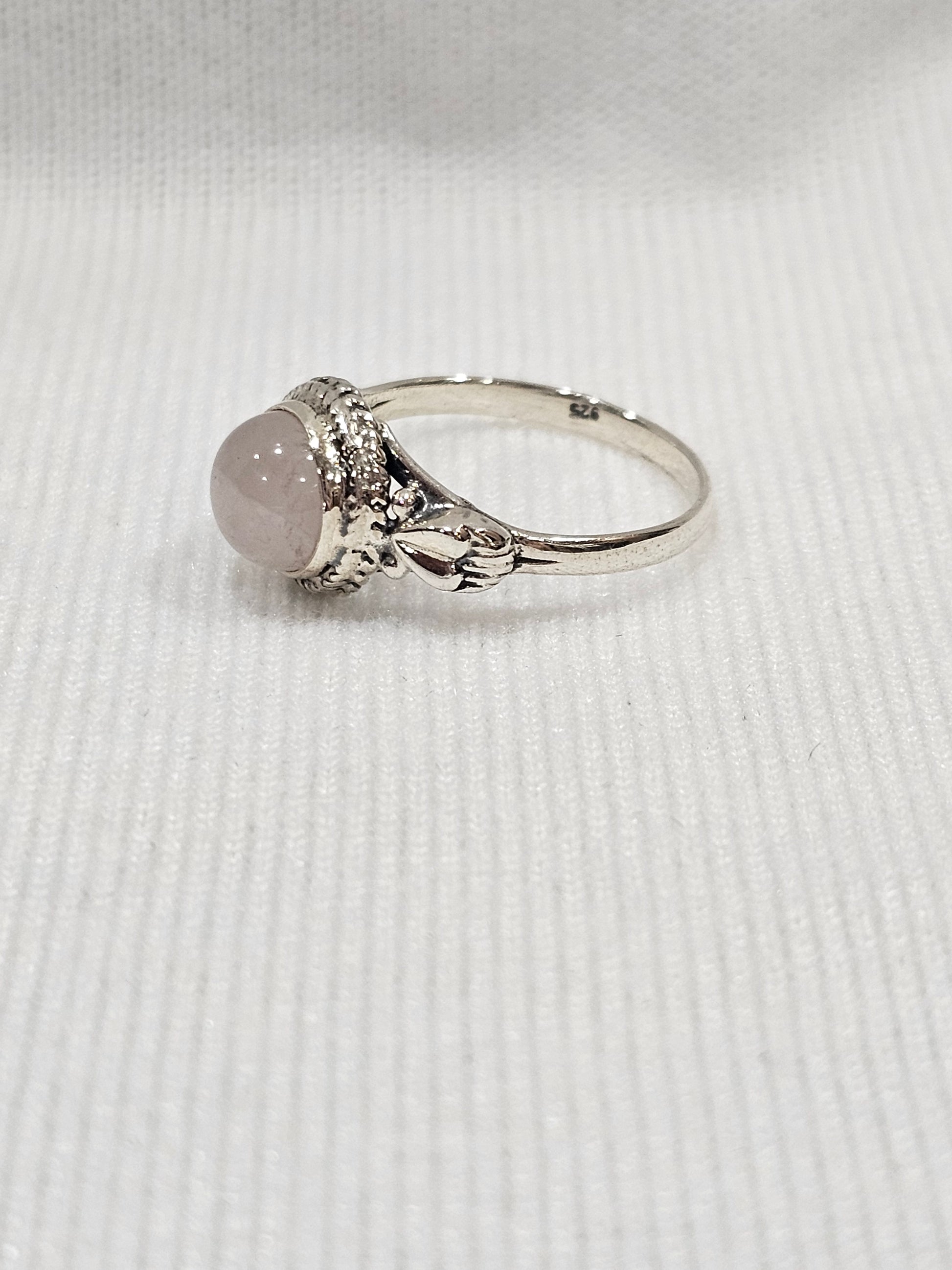 Sterling Silver Pink Quartz Gemstone Ring 9