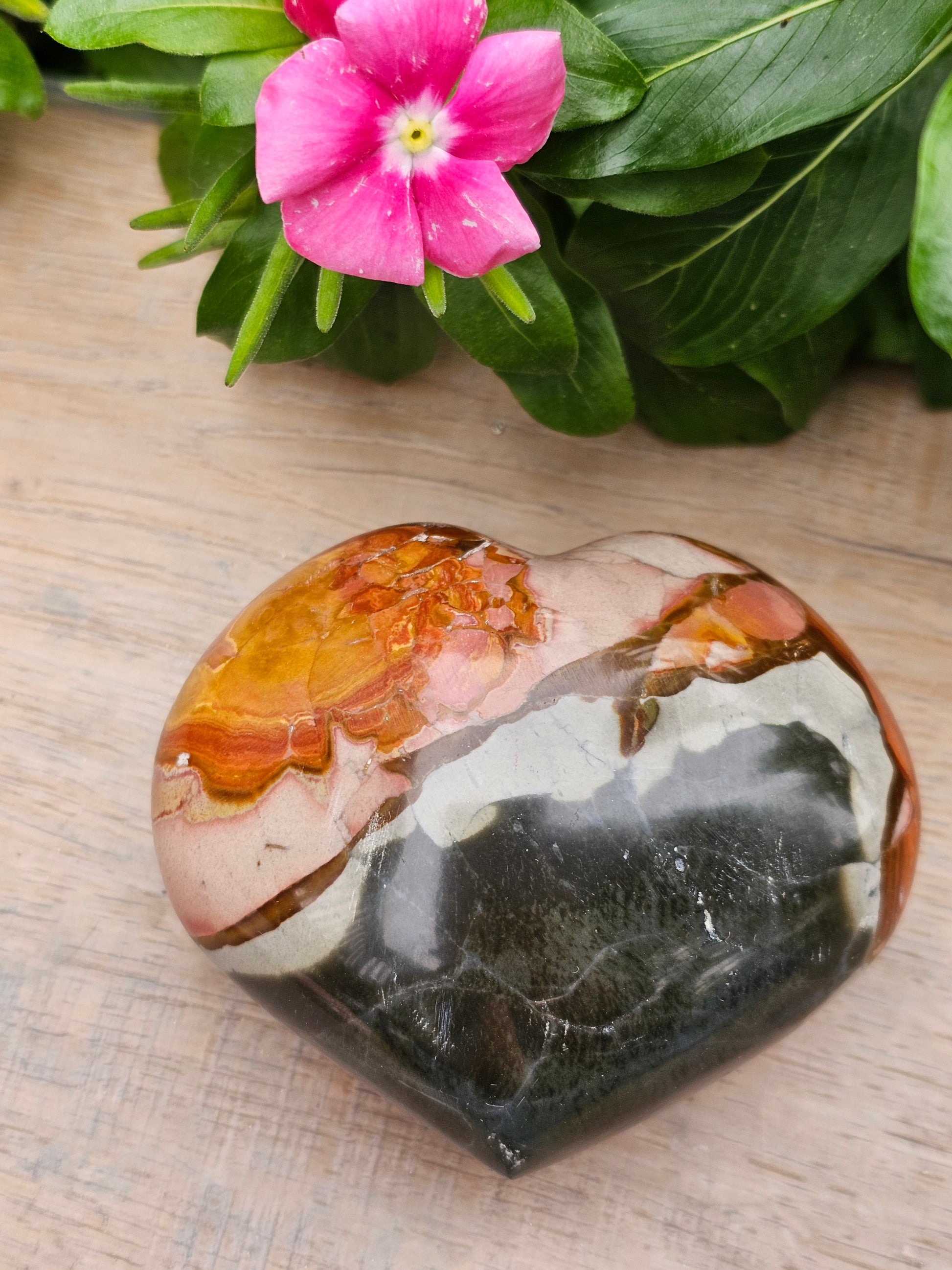 Polychrome Jasper Crystal Heart  Natural Stone Carving