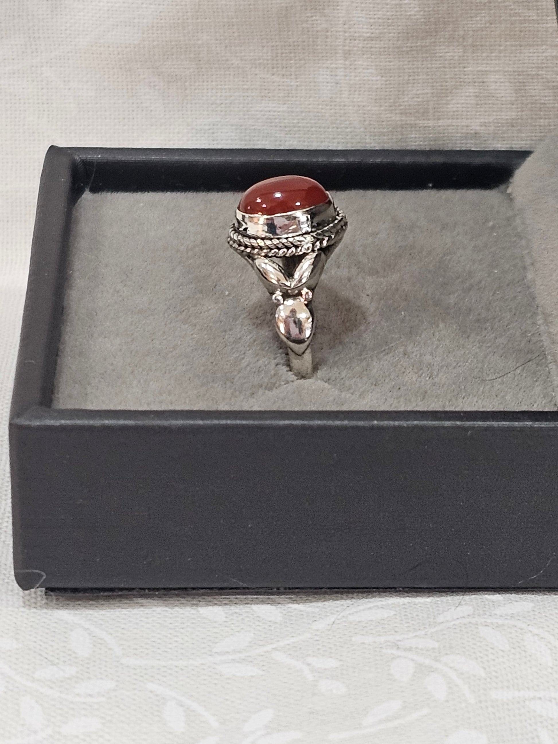 Sterling Silver Carnelian Gemstone Ring - Size 5
