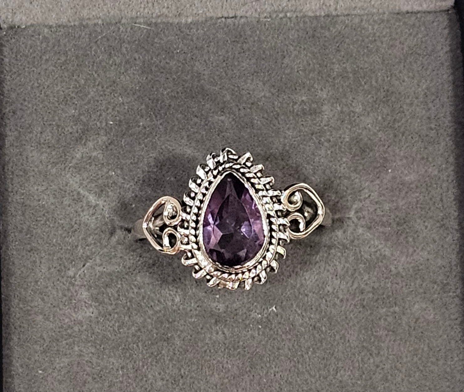 Sterling Silver Amethyst Healing Ring Emotional Balance - Size 8