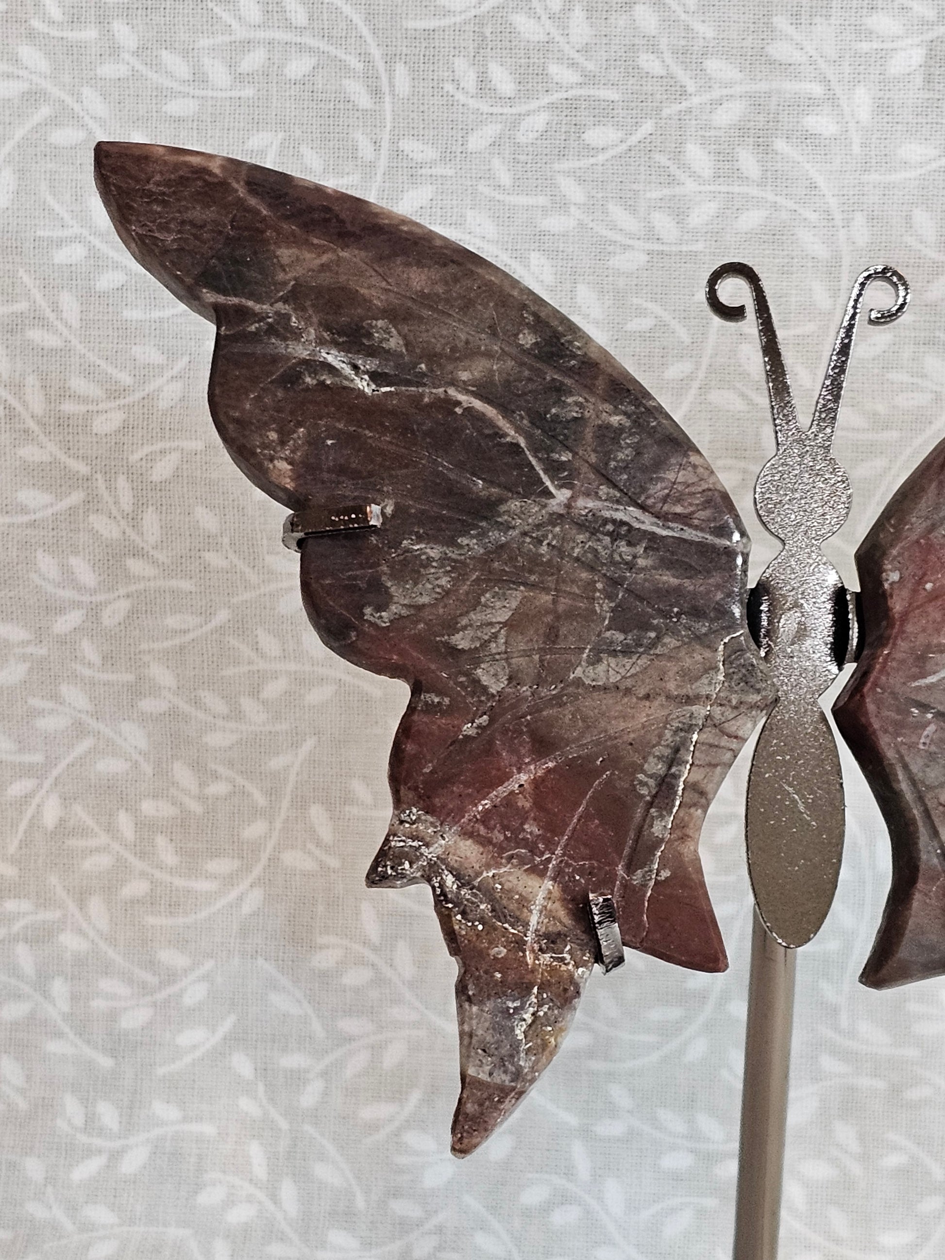 Jasper Crystal Butterfly Wings with Stand Red Tones - 5 Inch Natural Stone Decor