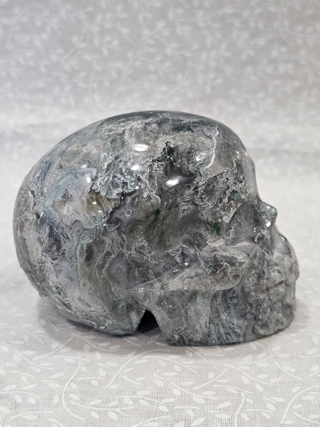 Moss Agate Crystal Skull 3.24 Inch