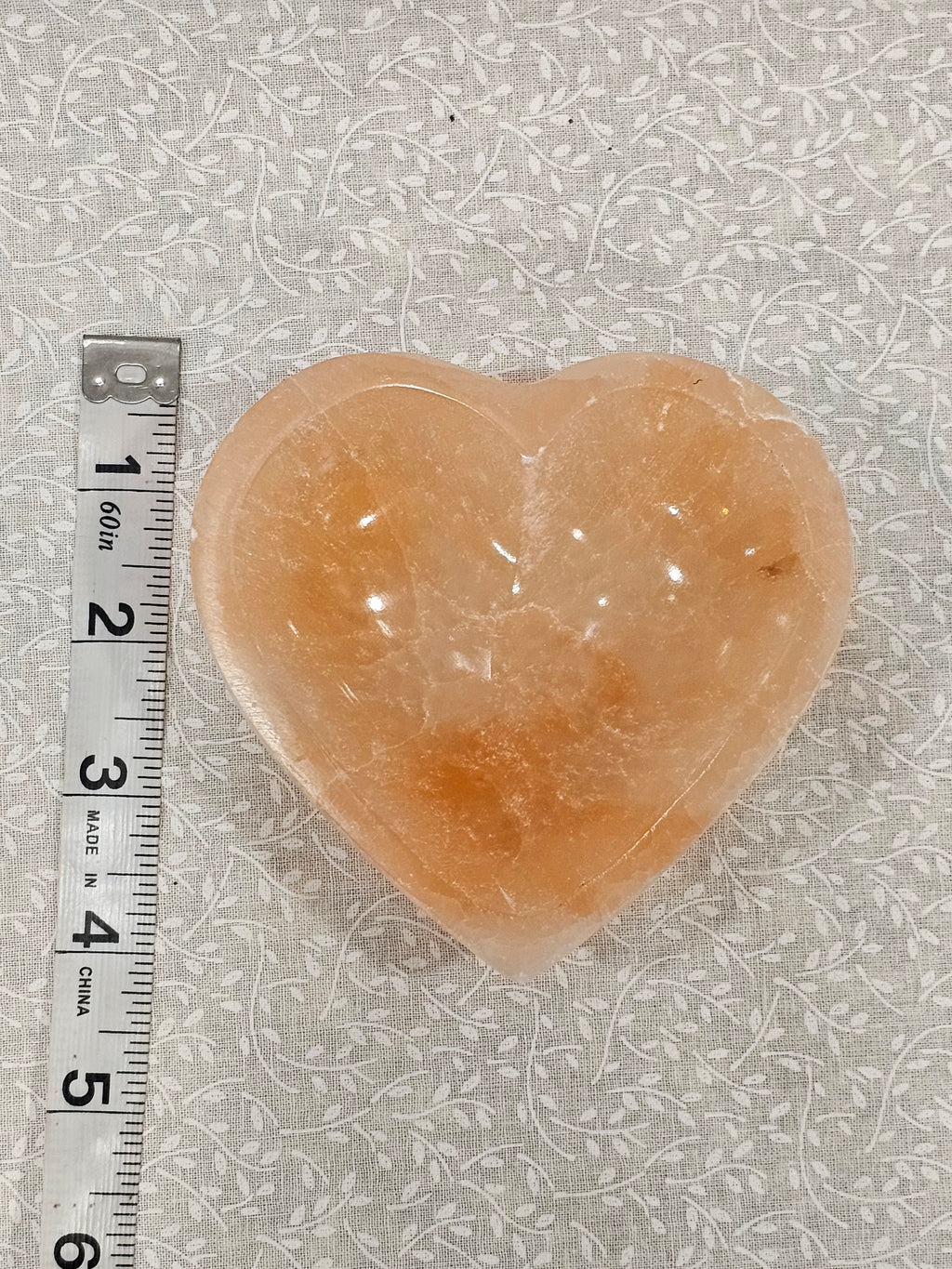 Orange Calcite Crystal Heart Bowl 5 Inch