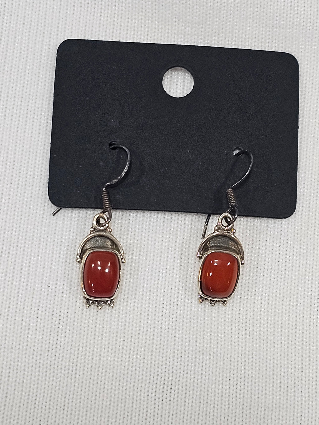 Red Carnelian Gemstone Sterling Silver Earrings