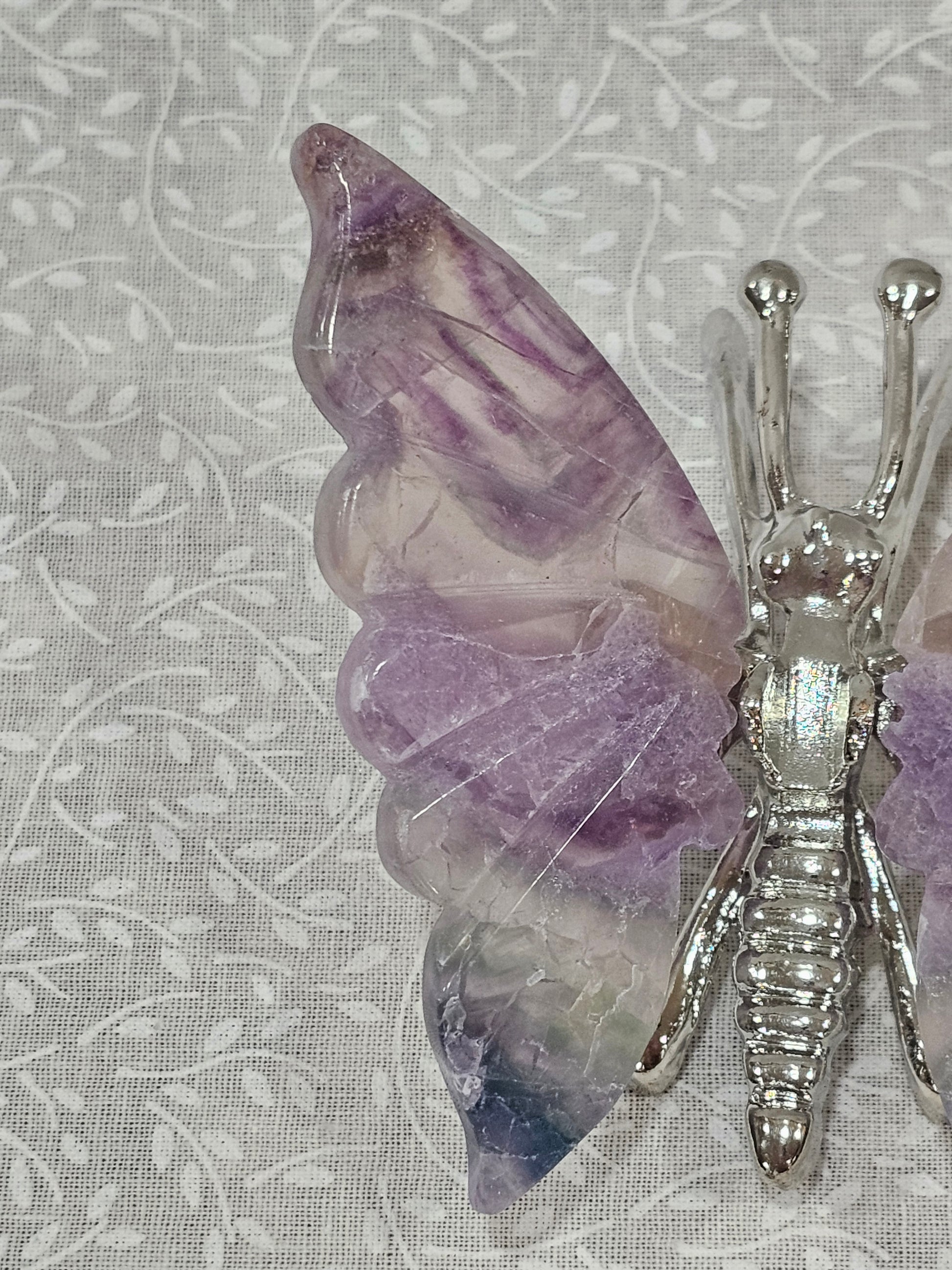 Rainbow Fluorite Crystal Butterfly 4 Inch