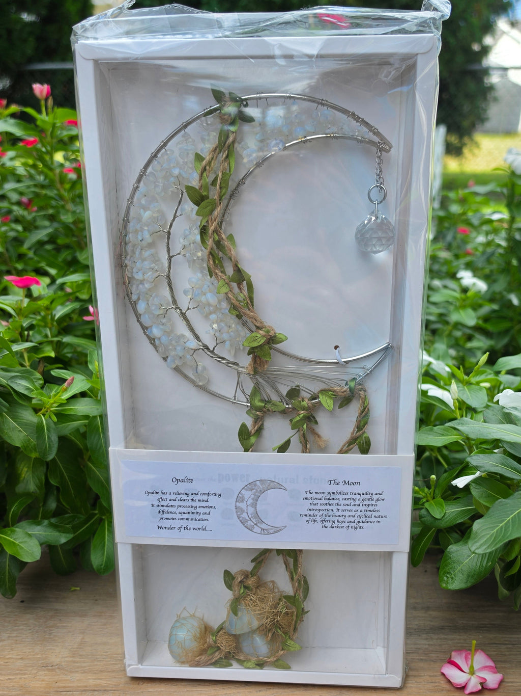 Opalite Crystal Crescent Wall Decor – Approx. 15" x 6"