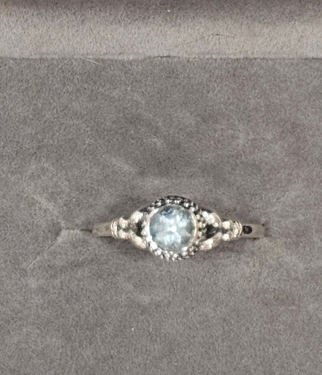 Sterling Silver Blue Topaz Gemstone Ring - Size 8