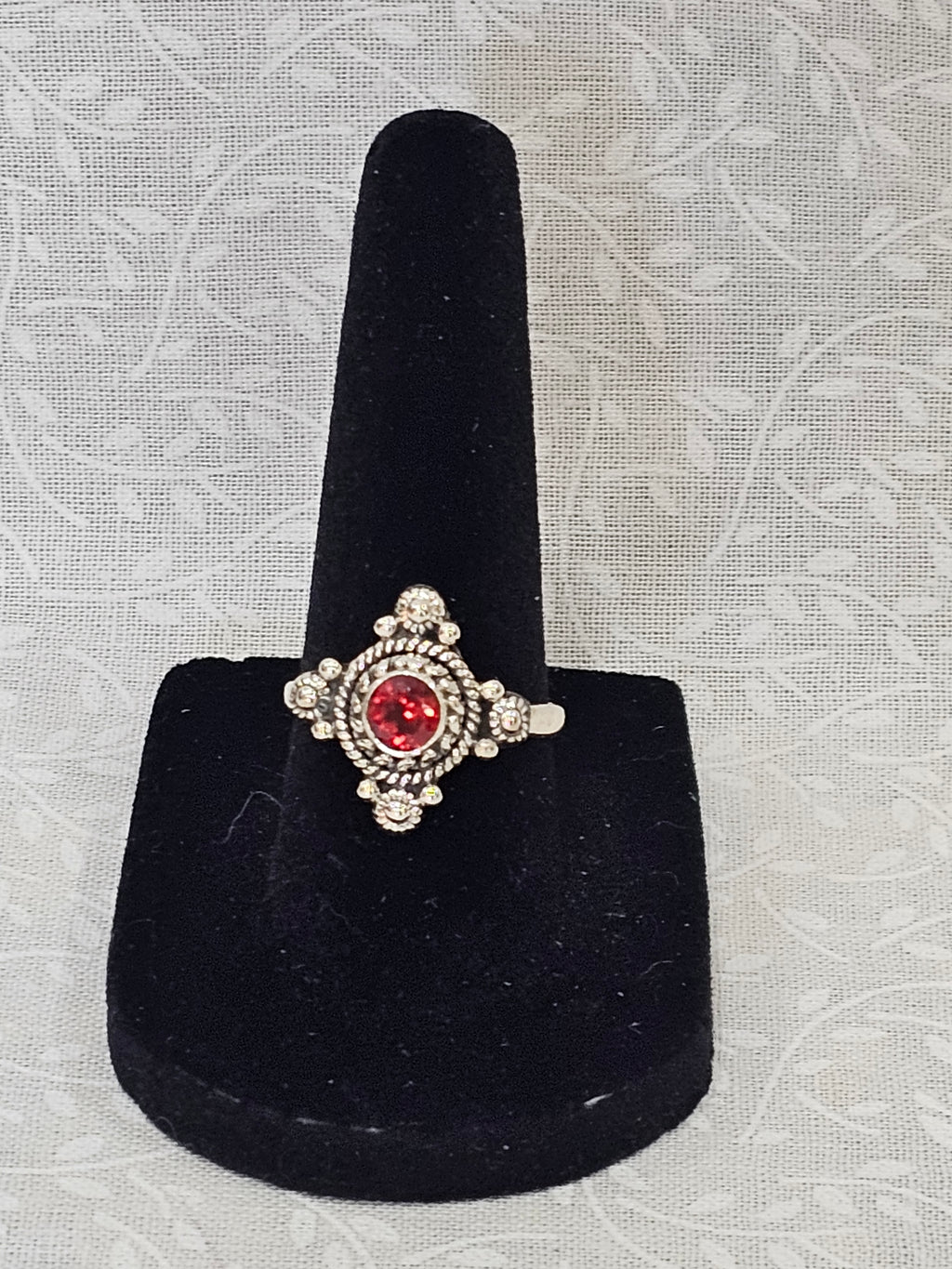 Sterling Silver Garnet Gemstone Ring 7