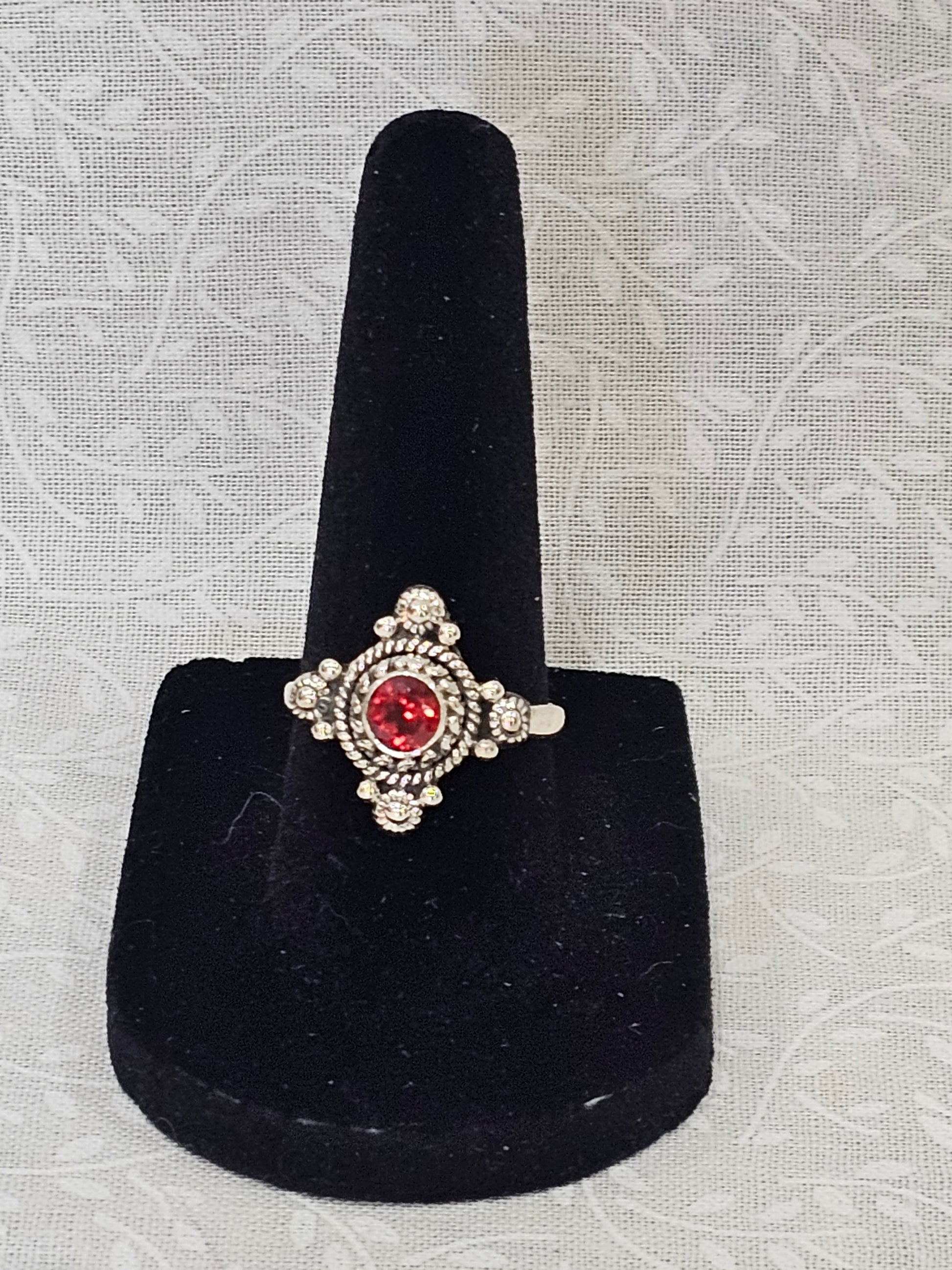Sterling Silver Garnet Gemstone Ring 7