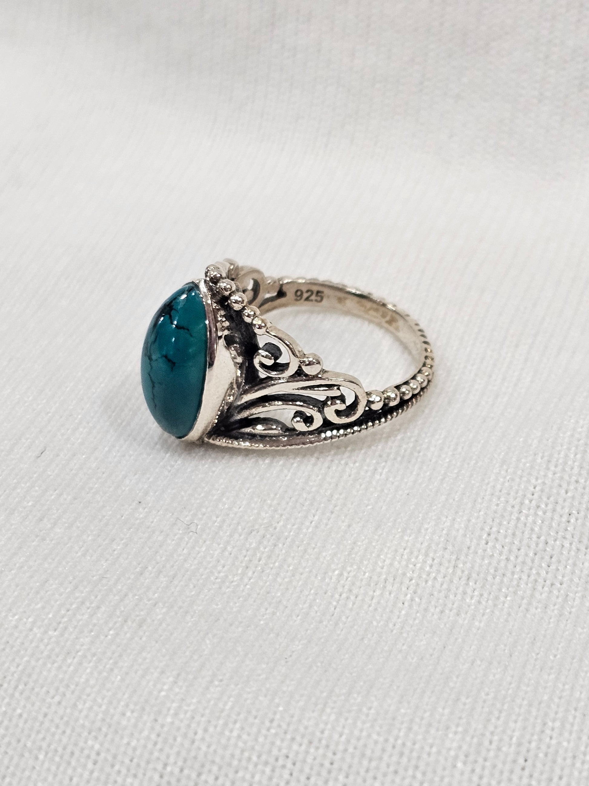 Turquoise Sterling Silver Ring - Size 9