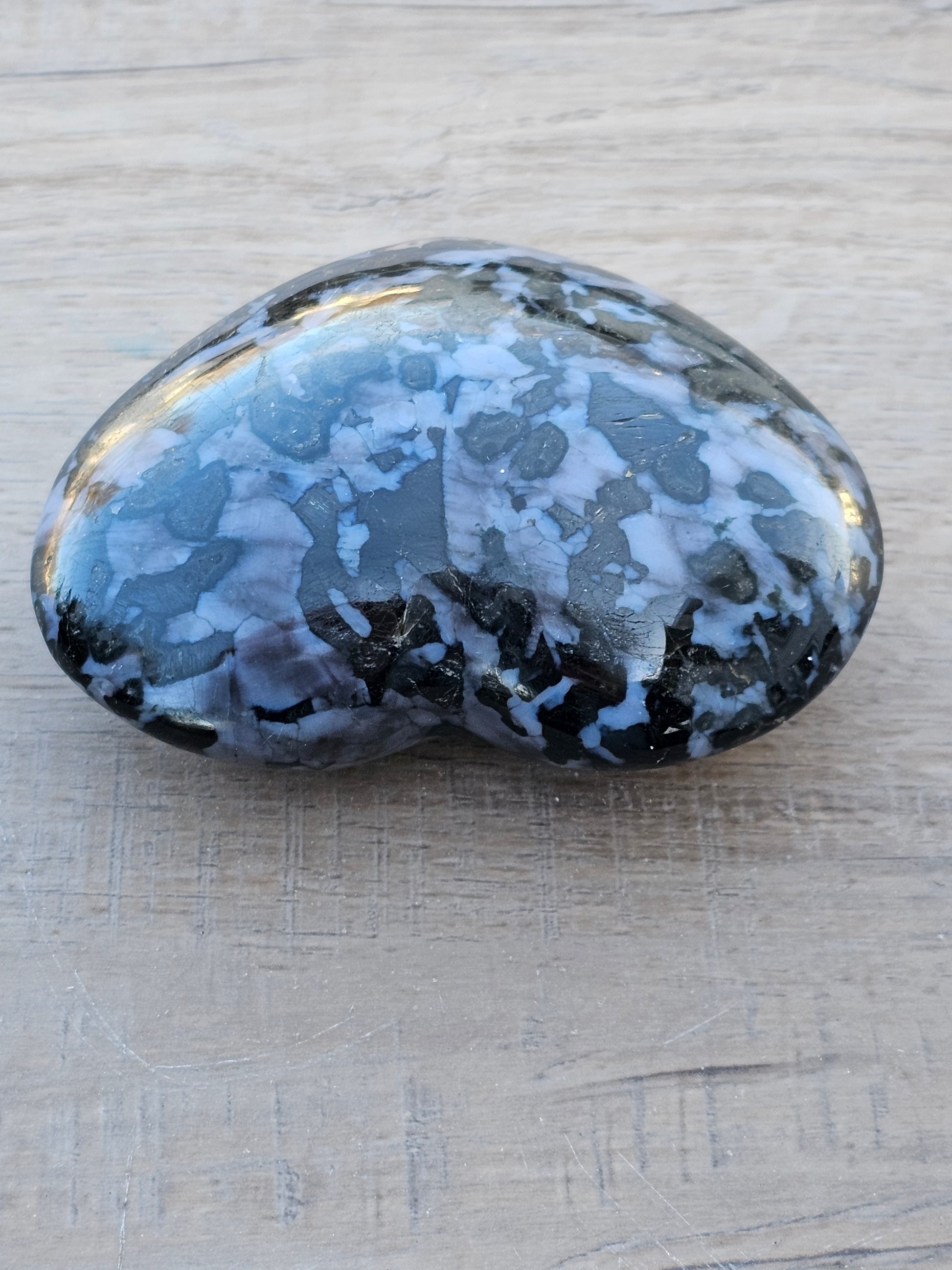 Indigo Gabbro Crystal Heart - Mystic Merlinite Stone