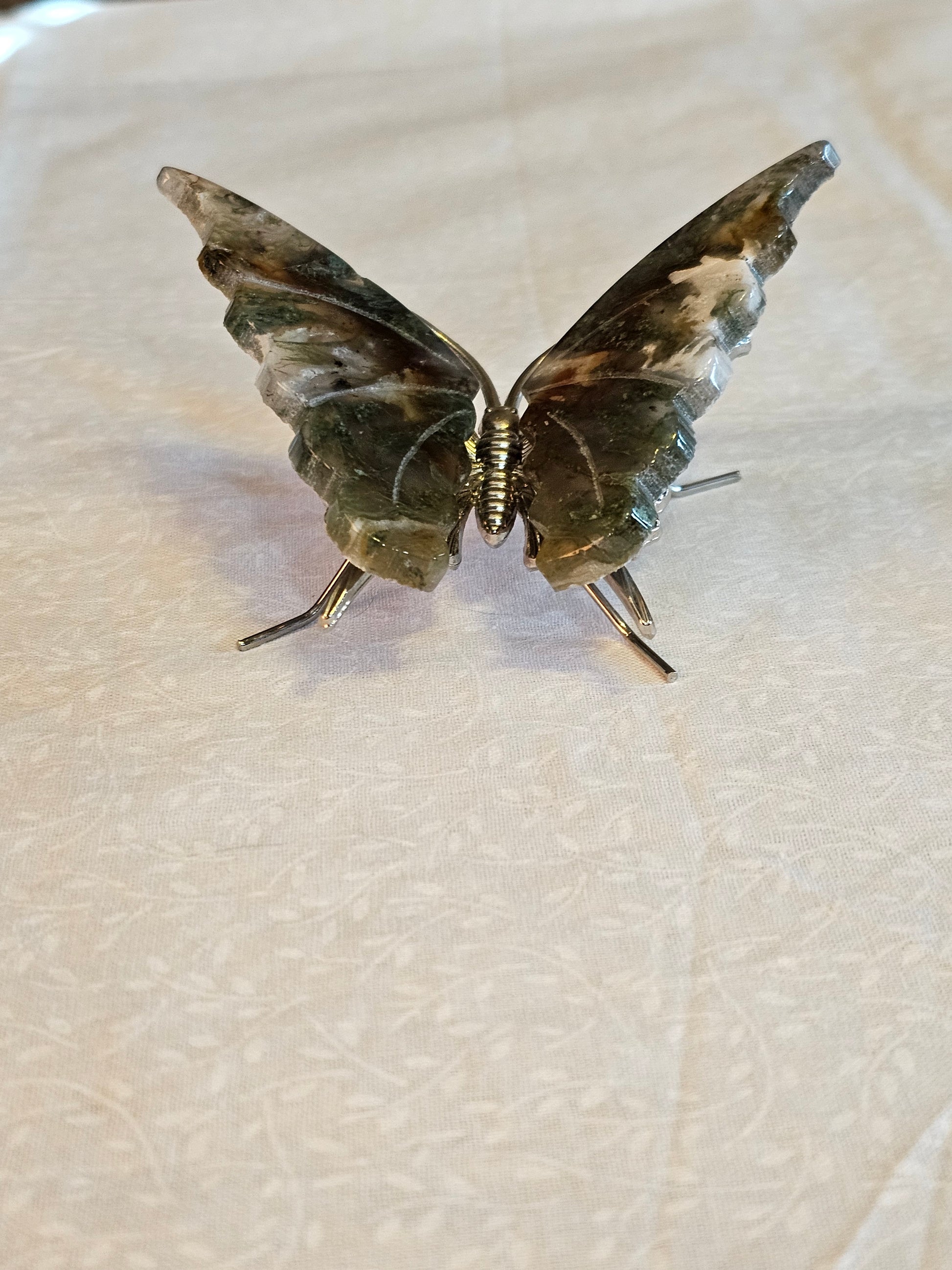 Moss Agate Crystal Butterfly