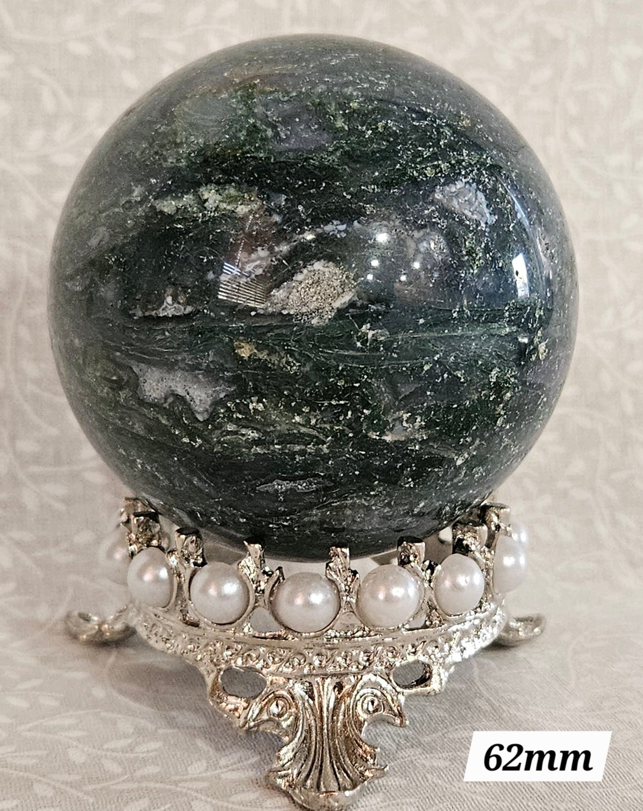 Moss Agate Crystal Sphere - Natural Stone