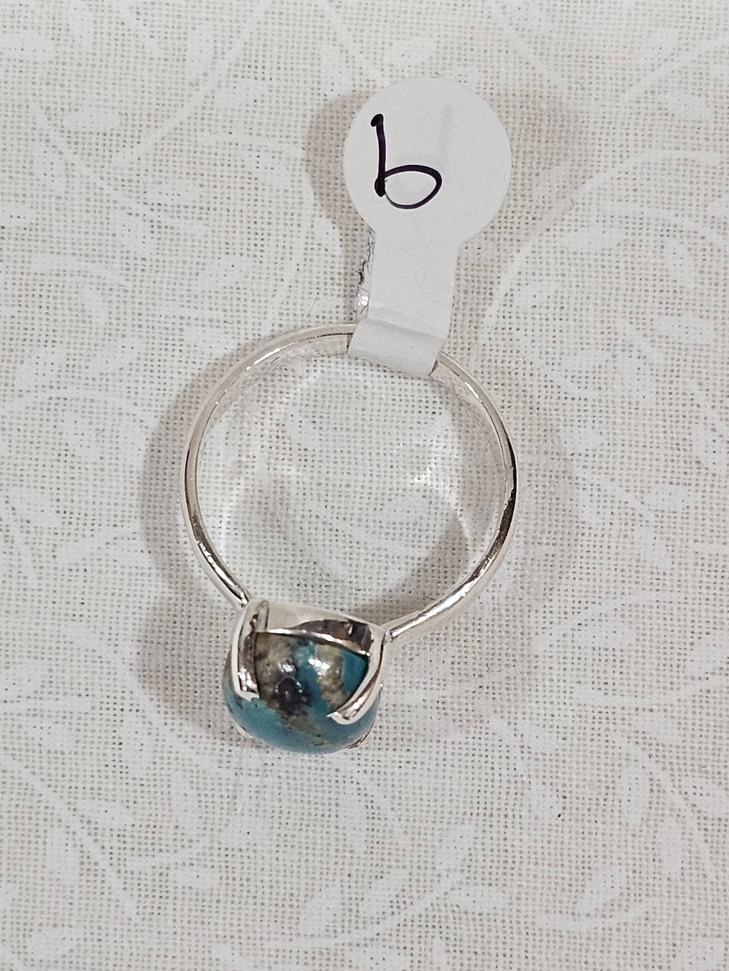 Sterling Silver Turquoise Gemstone Ring Matrix Pattern - Size 9