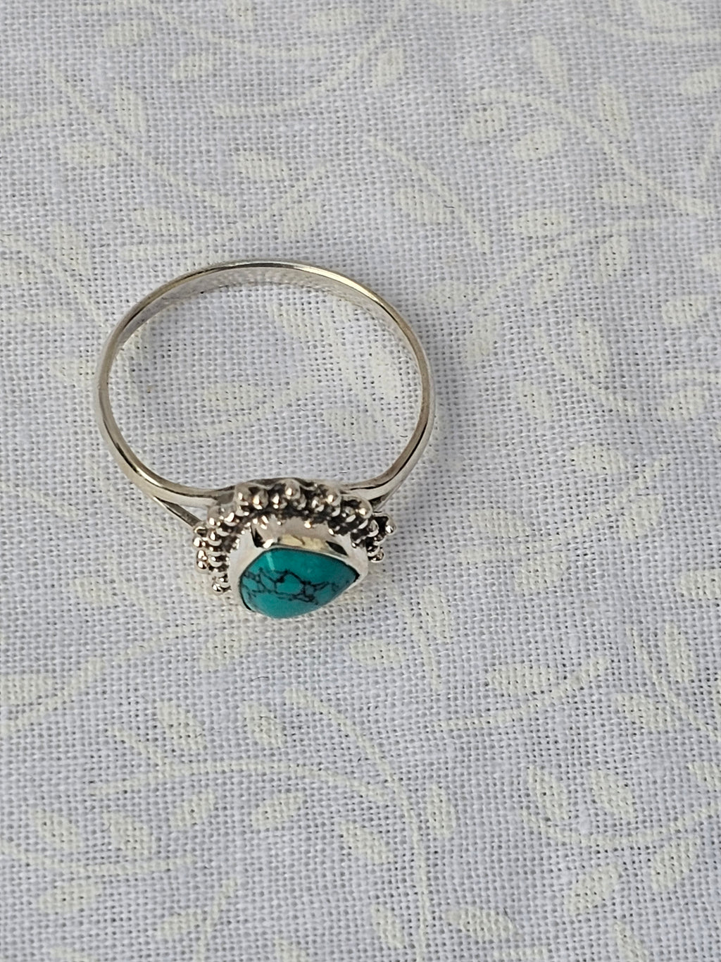 Sterling Silver Turquoise Ring Sacred Stone - Size 8
