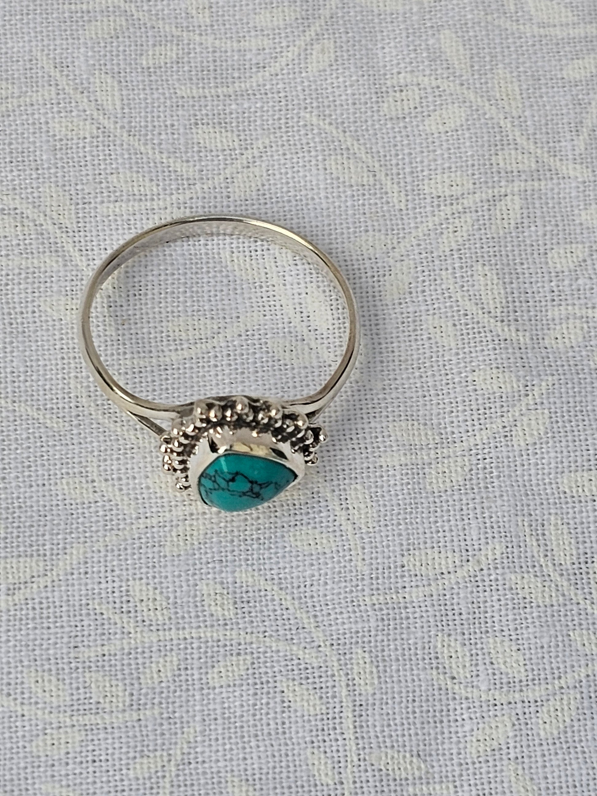 Sterling Silver Turquoise Ring Sacred Stone - Size 8
