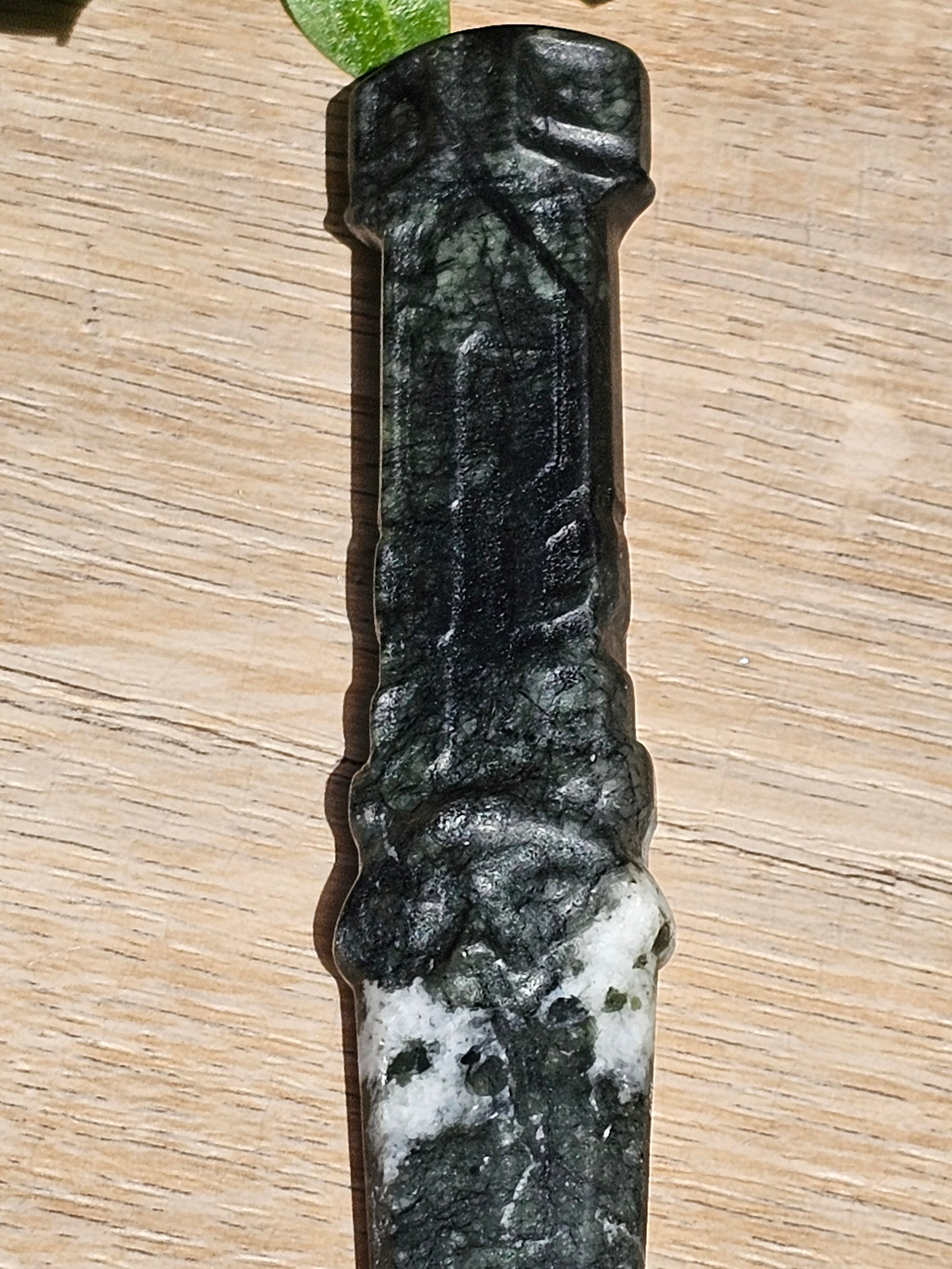 Moss Agate Fox Crystal Sword / Dagger 6.5"